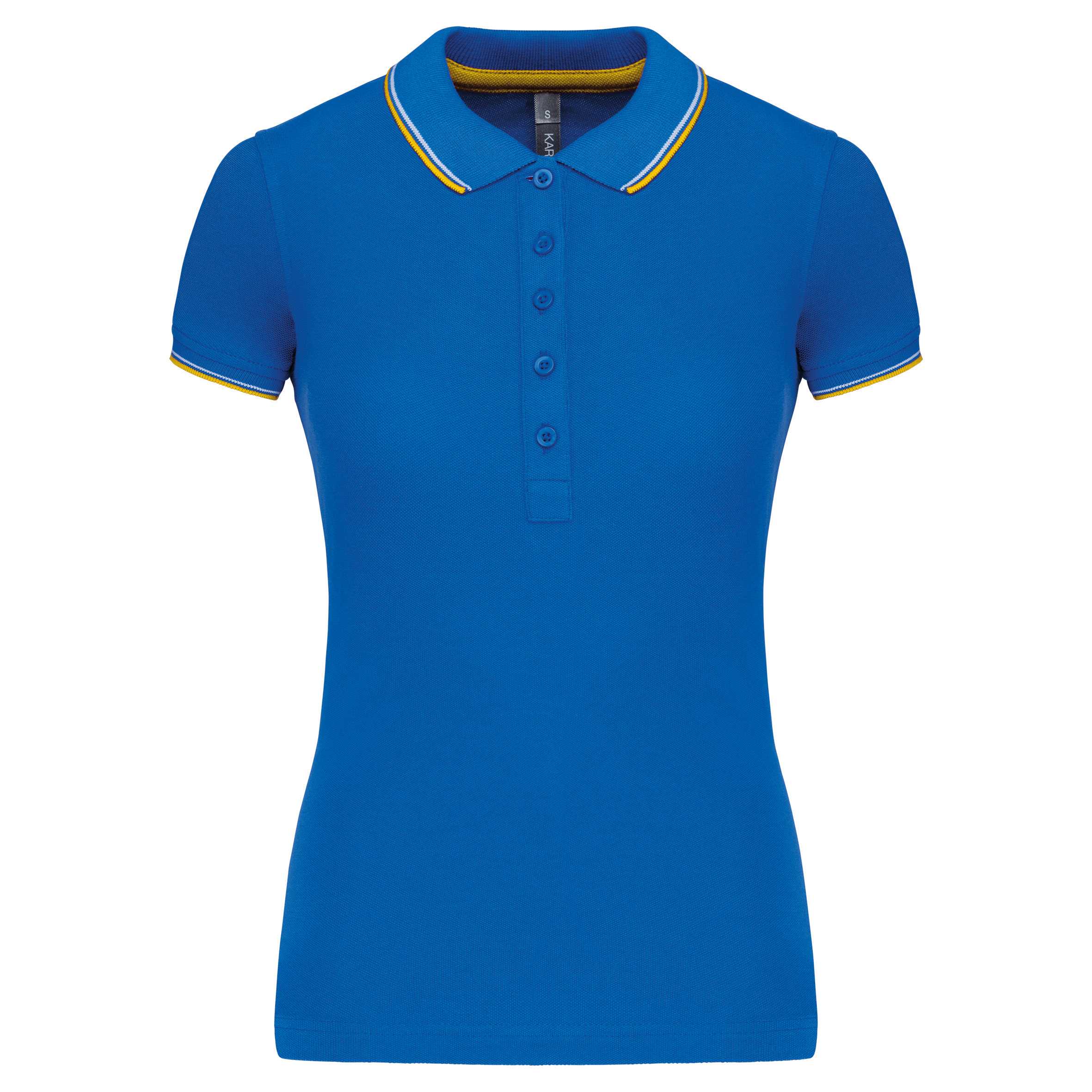Polo de manga corta mujer Light royal blue/Yellow/White