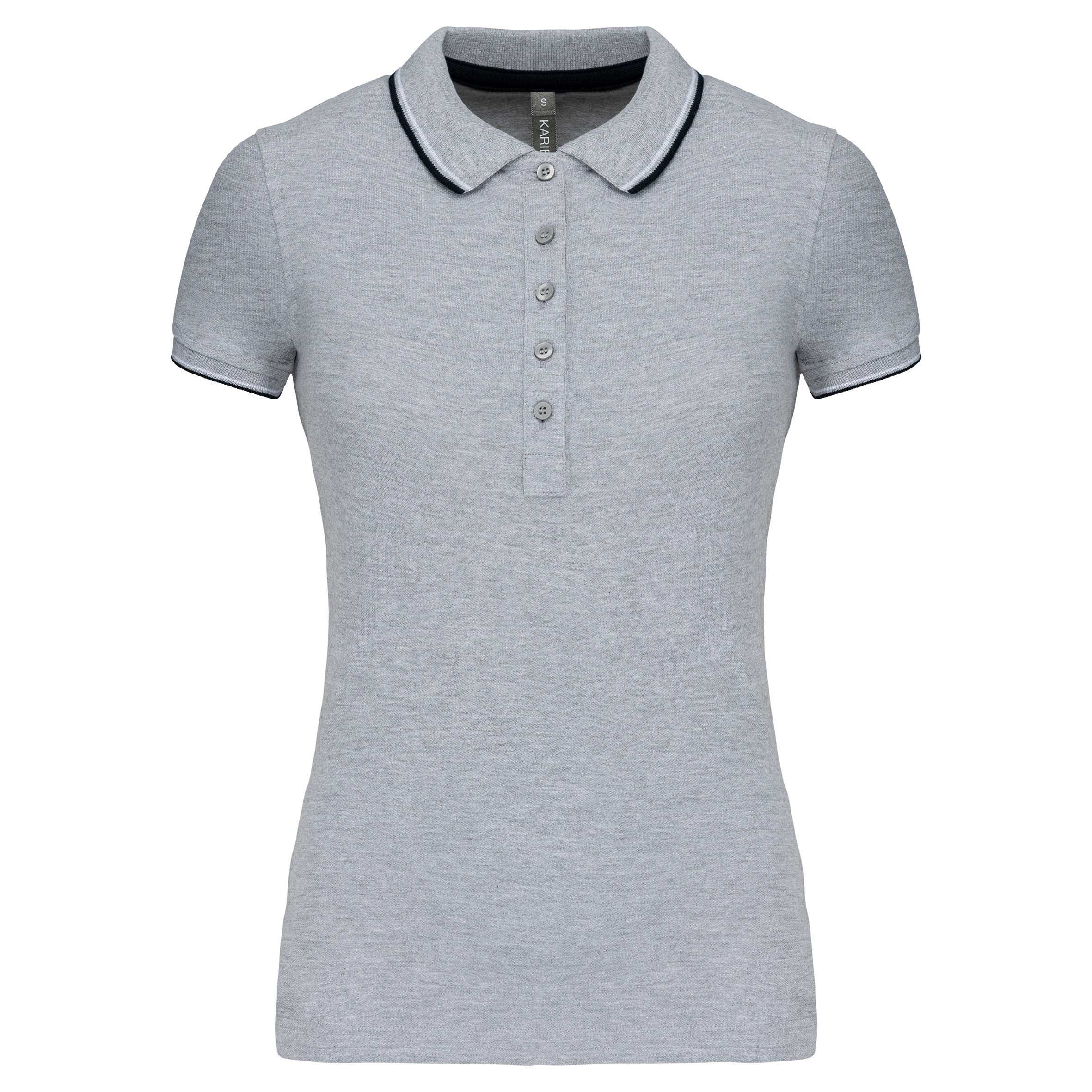 Polo de manga corta mujer Oxford Grey / Navy / White