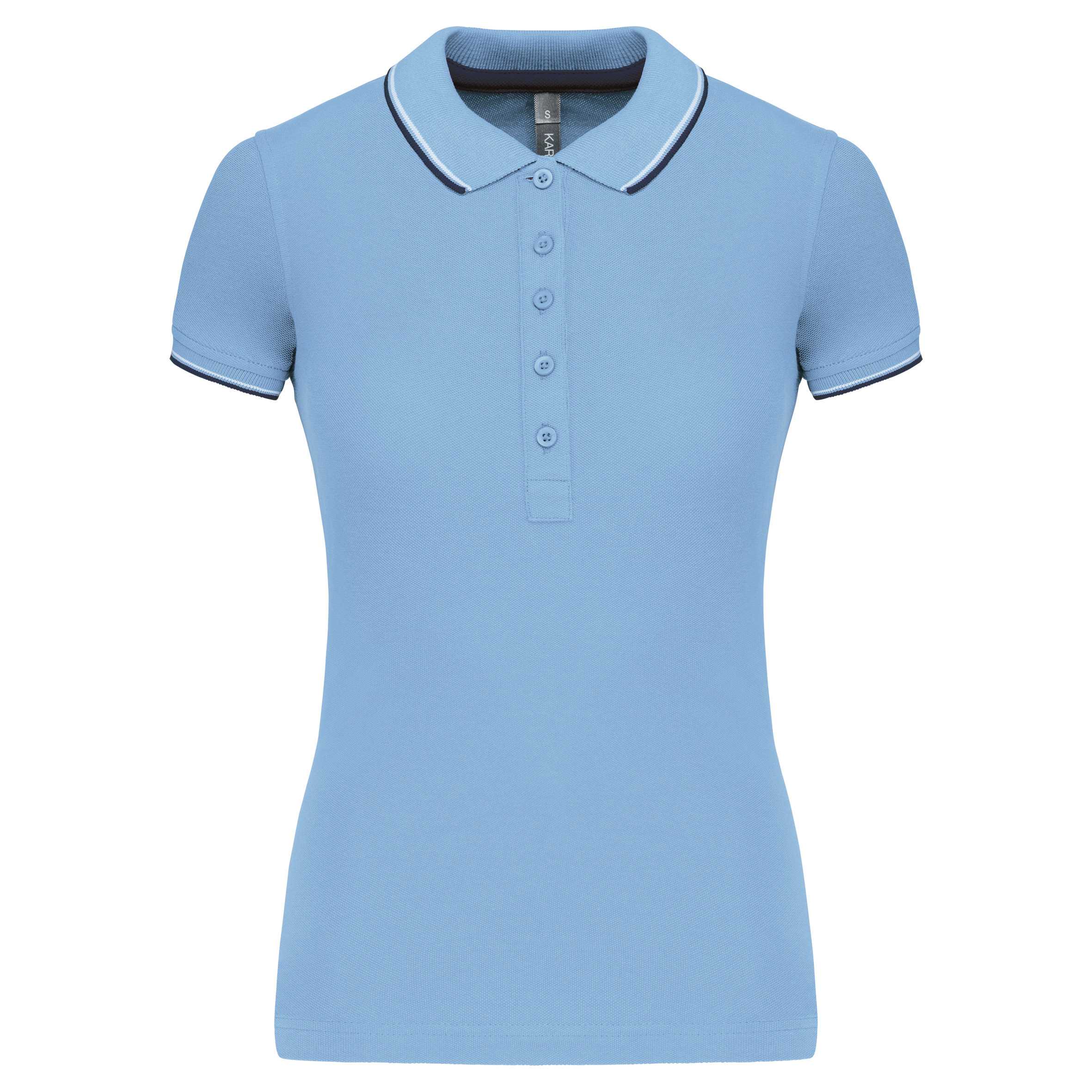 Polo de manga corta mujer Sky Blue / Navy / White