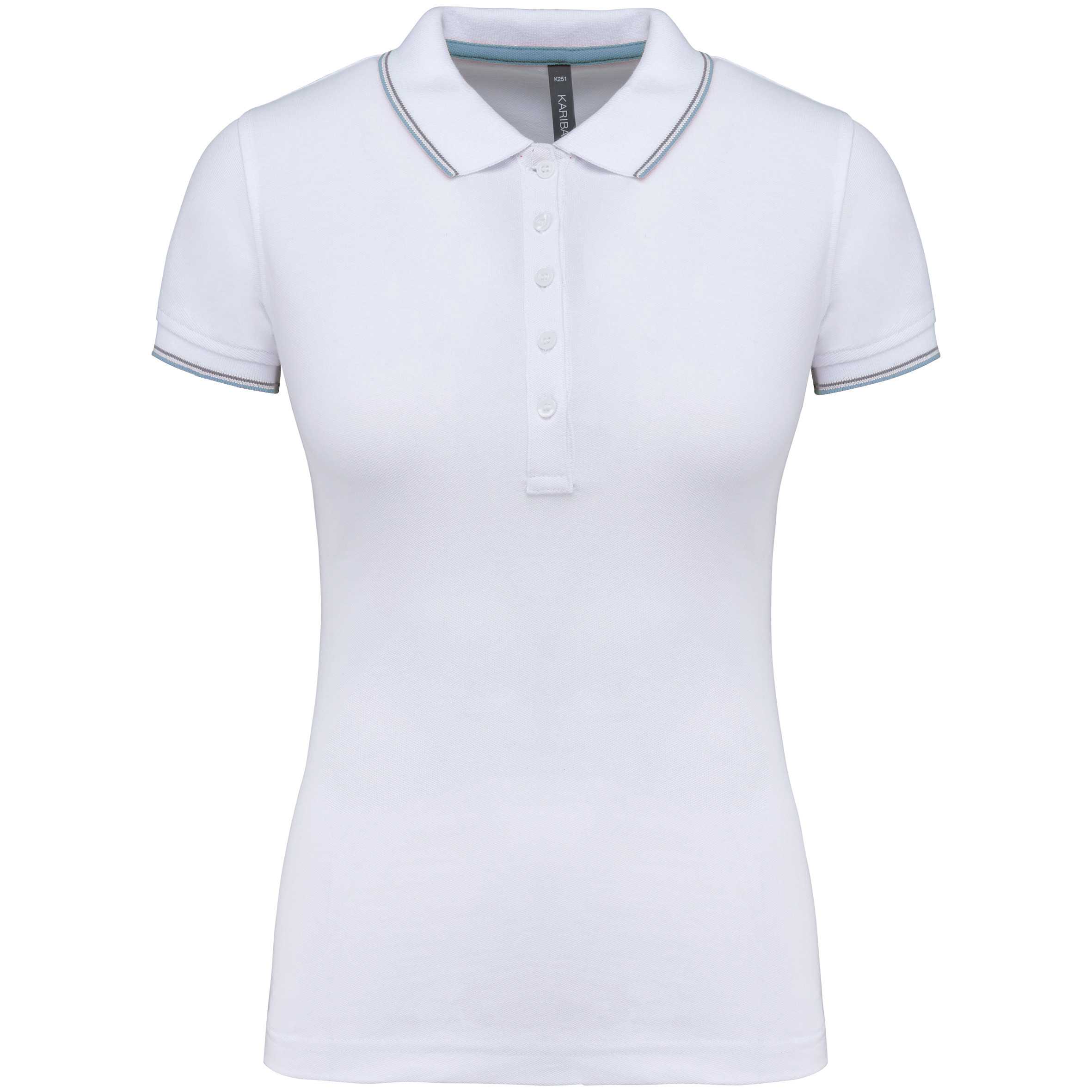 Polo de manga corta mujer White / Sky Blue / Light Grey