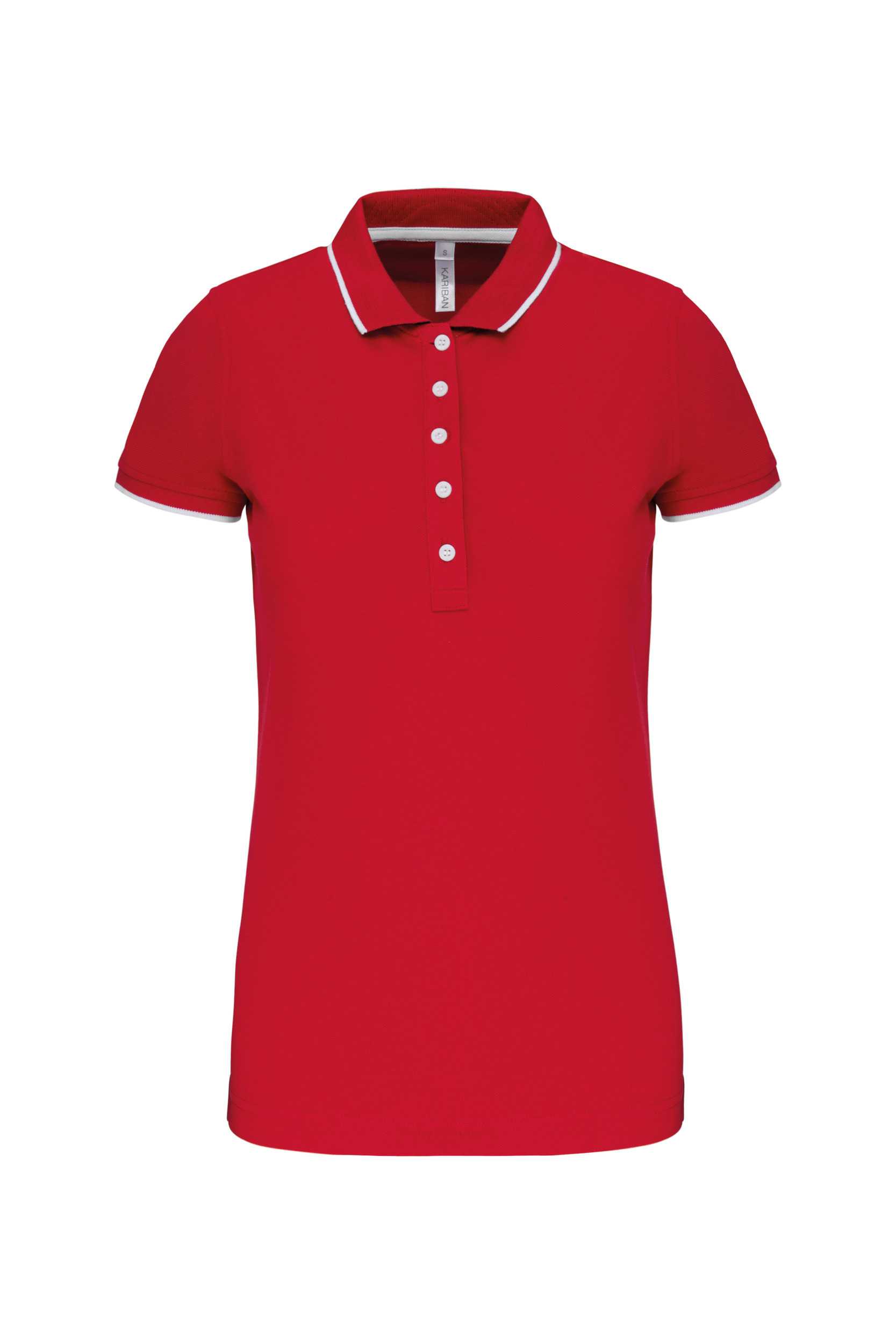Polo piqué maga corta mujer Red / White / Navy