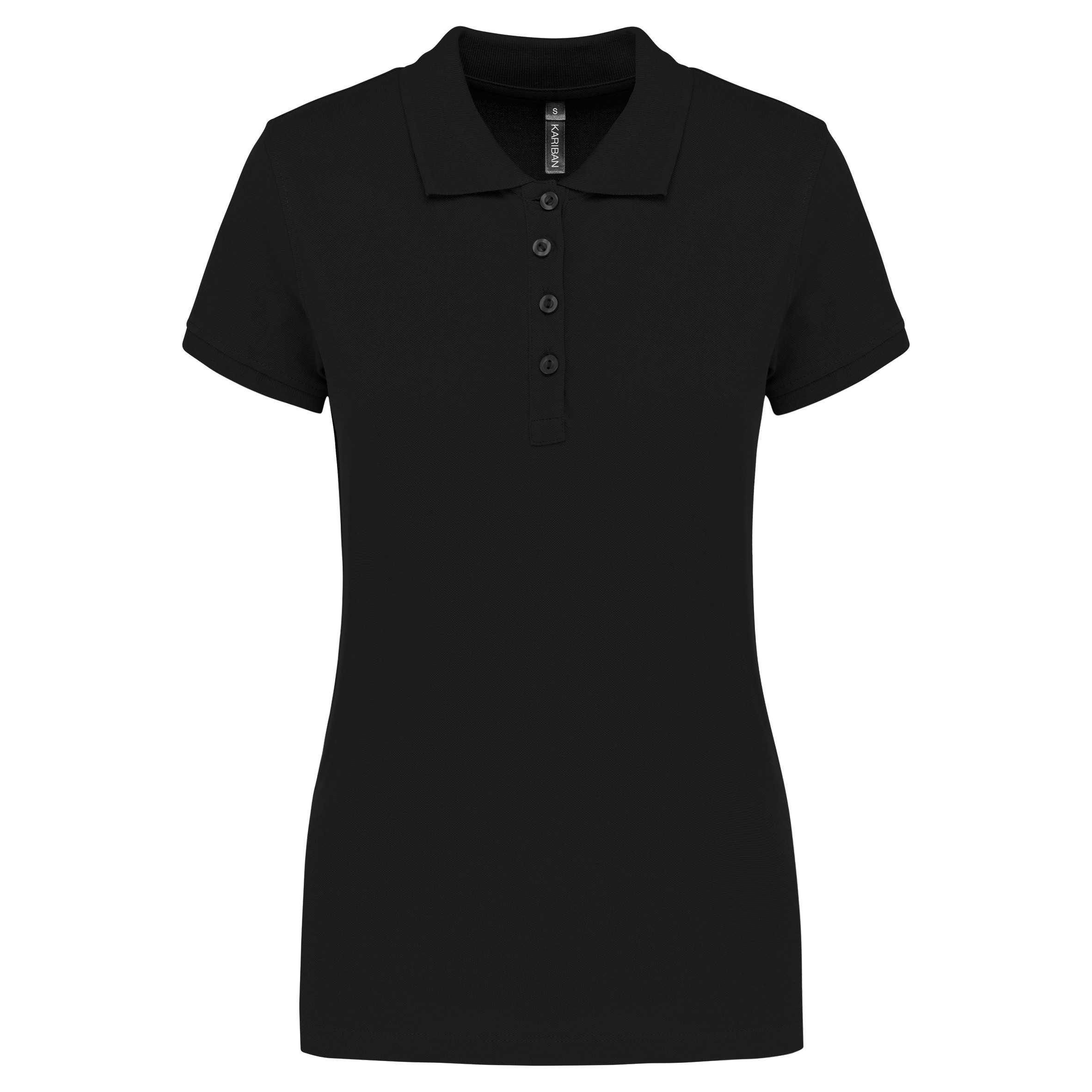Polo piqué de manga corta de mujer Black