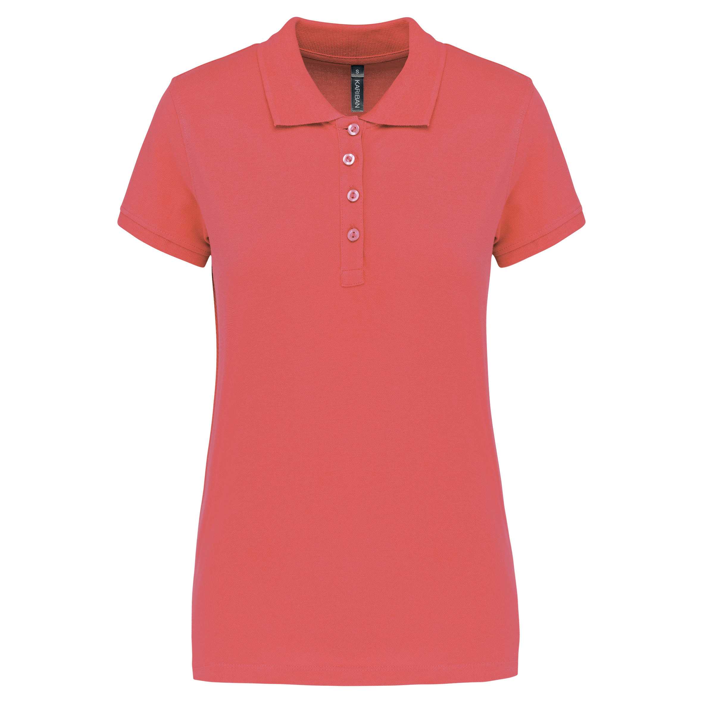 Polo piqué de manga corta de mujer True Coral