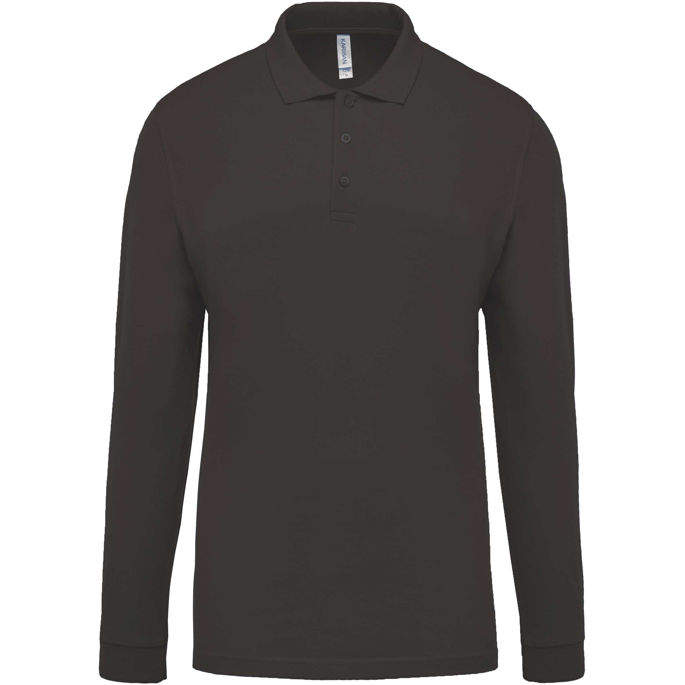 Polo piqué de manga larga de hombre Dark Grey