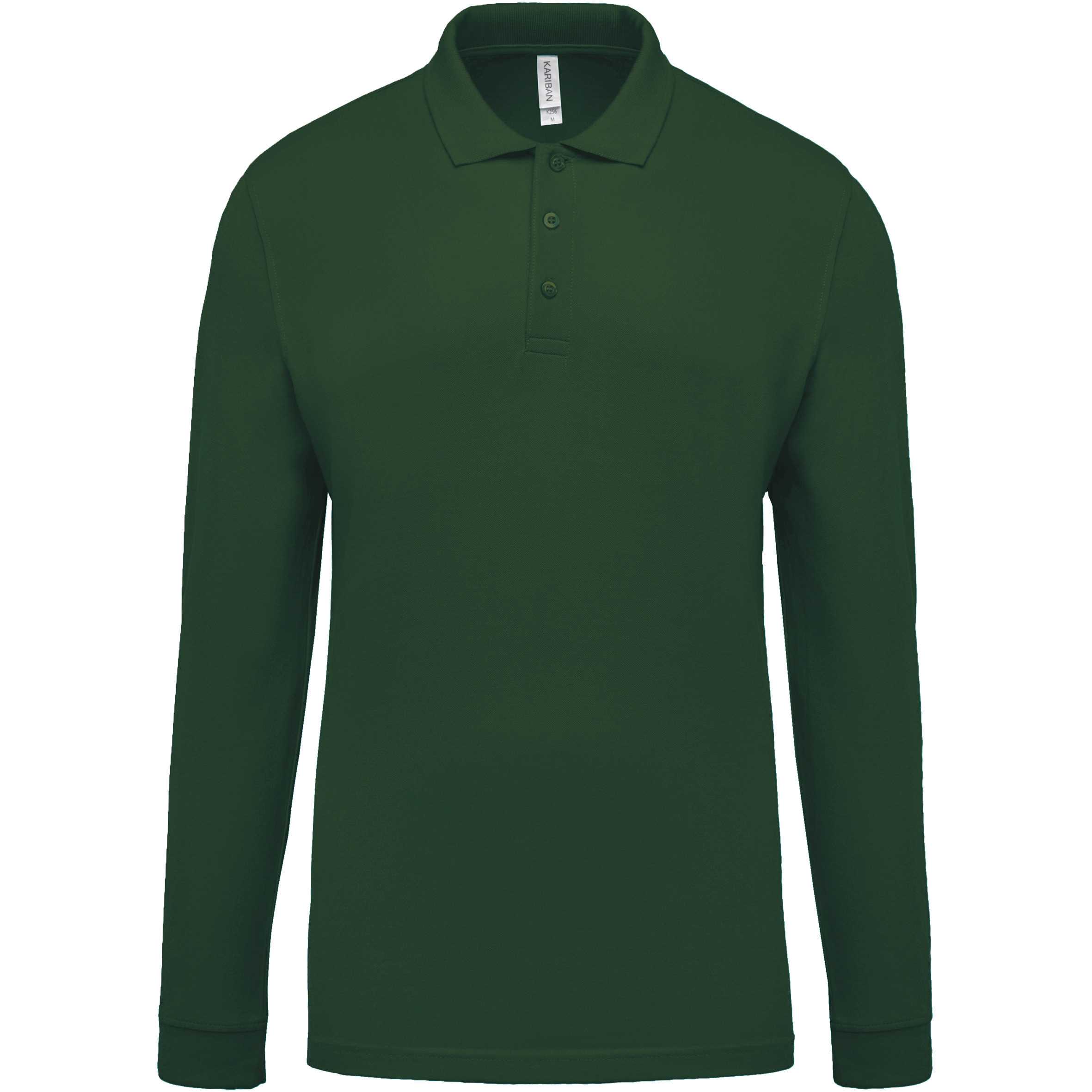 Polo piqué de manga larga de hombre Forest Green