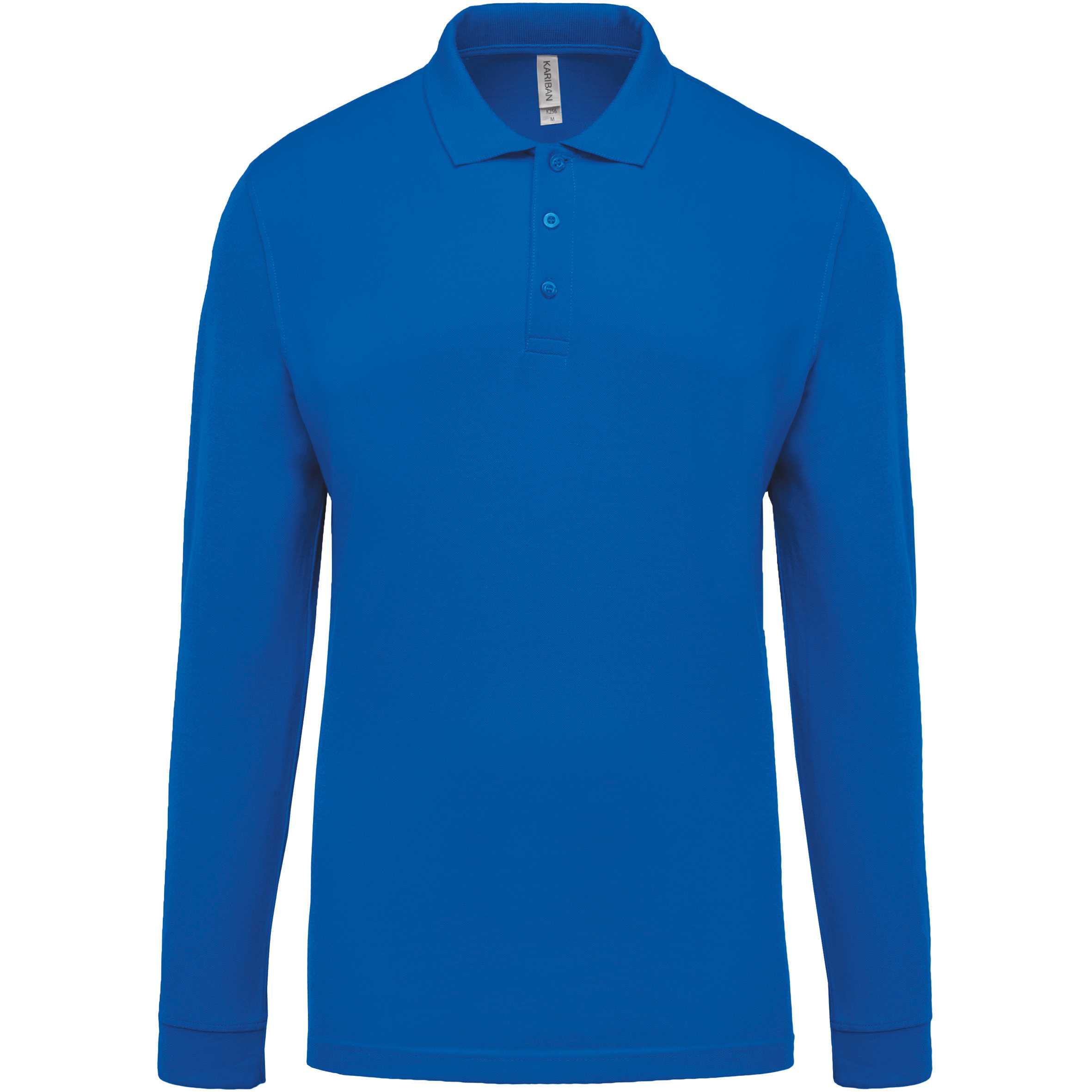Polo piqué de manga larga de hombre Light Royal Blue