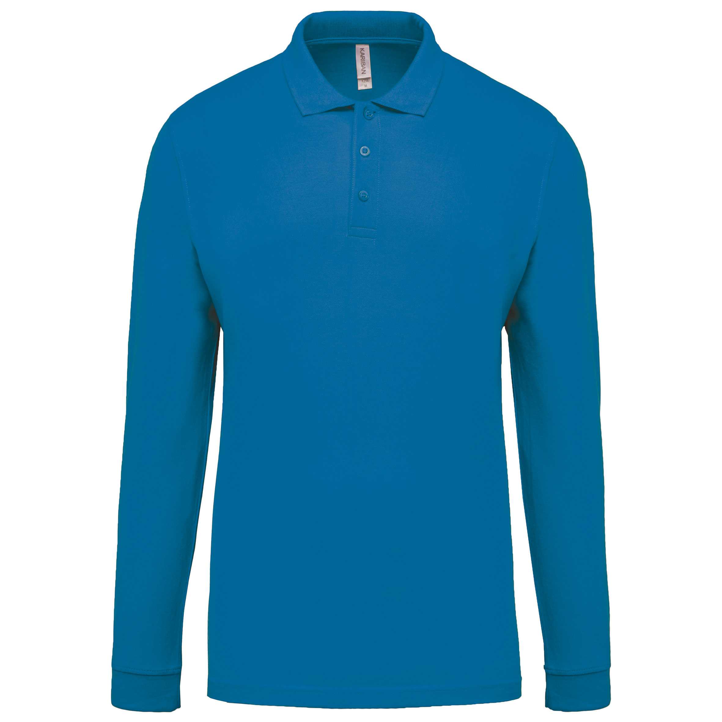 Polo piqué de manga larga de hombre Tropical Blue