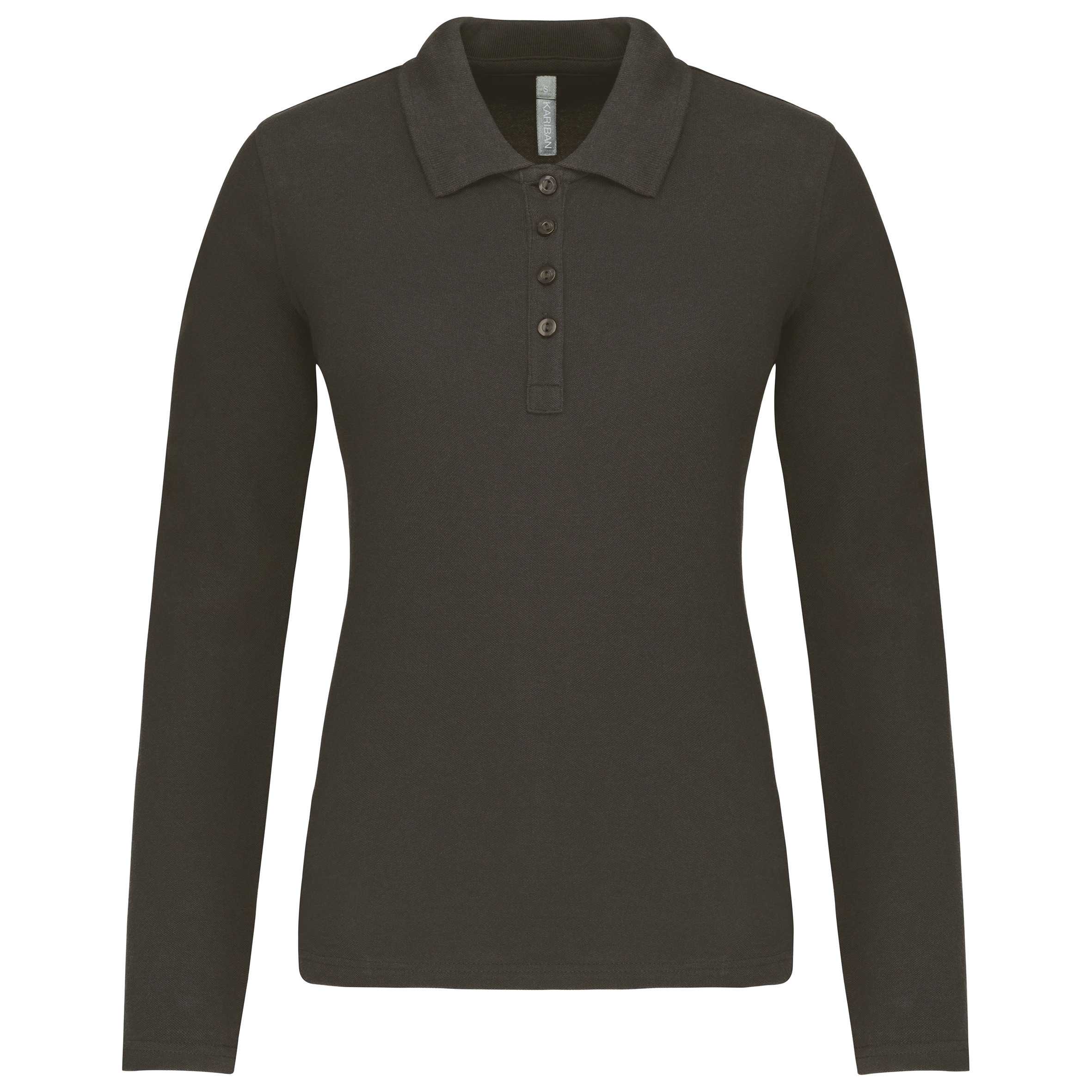 Polo piqué de manga larga de mujer Dark Grey