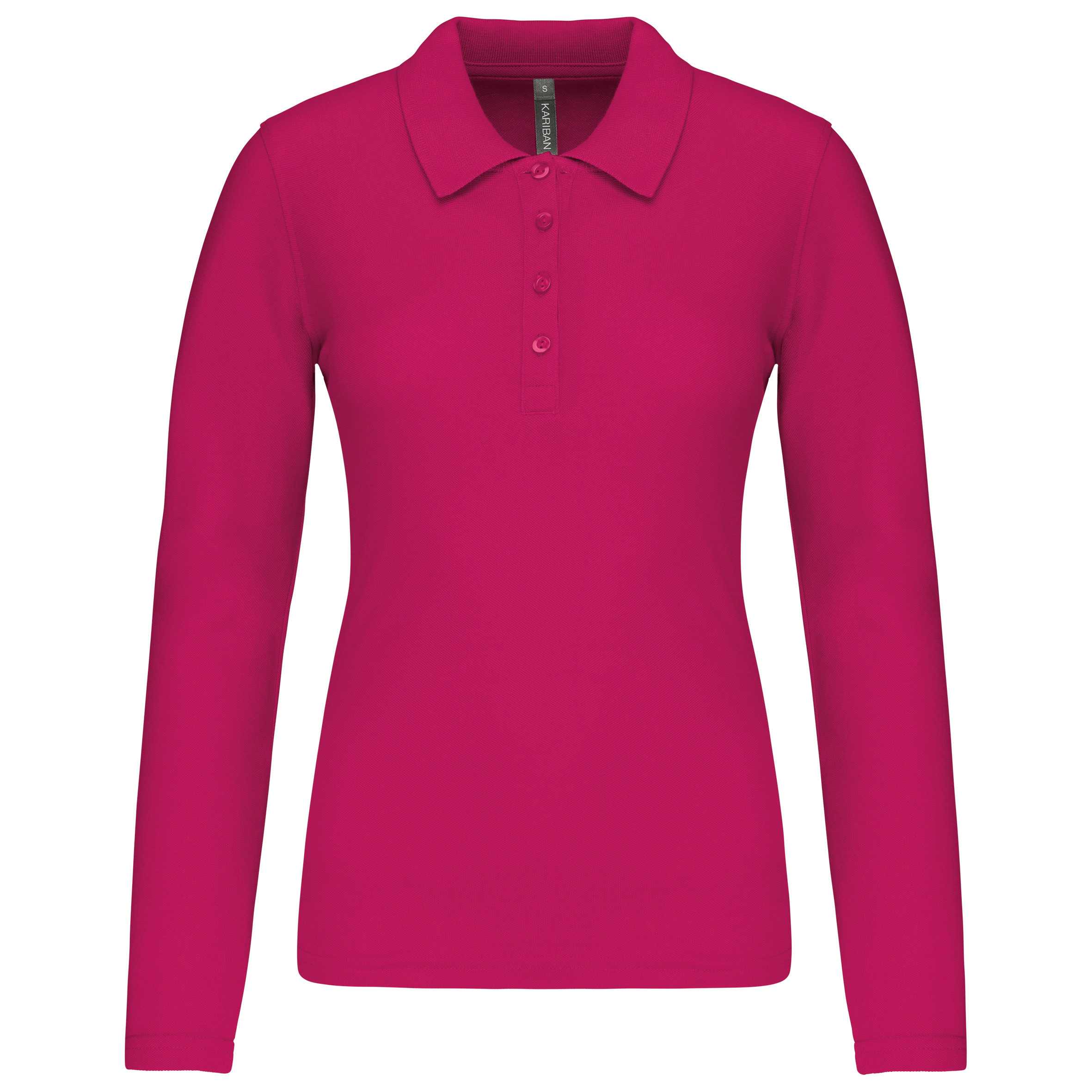 Polo piqué de manga larga de mujer Fuchsia