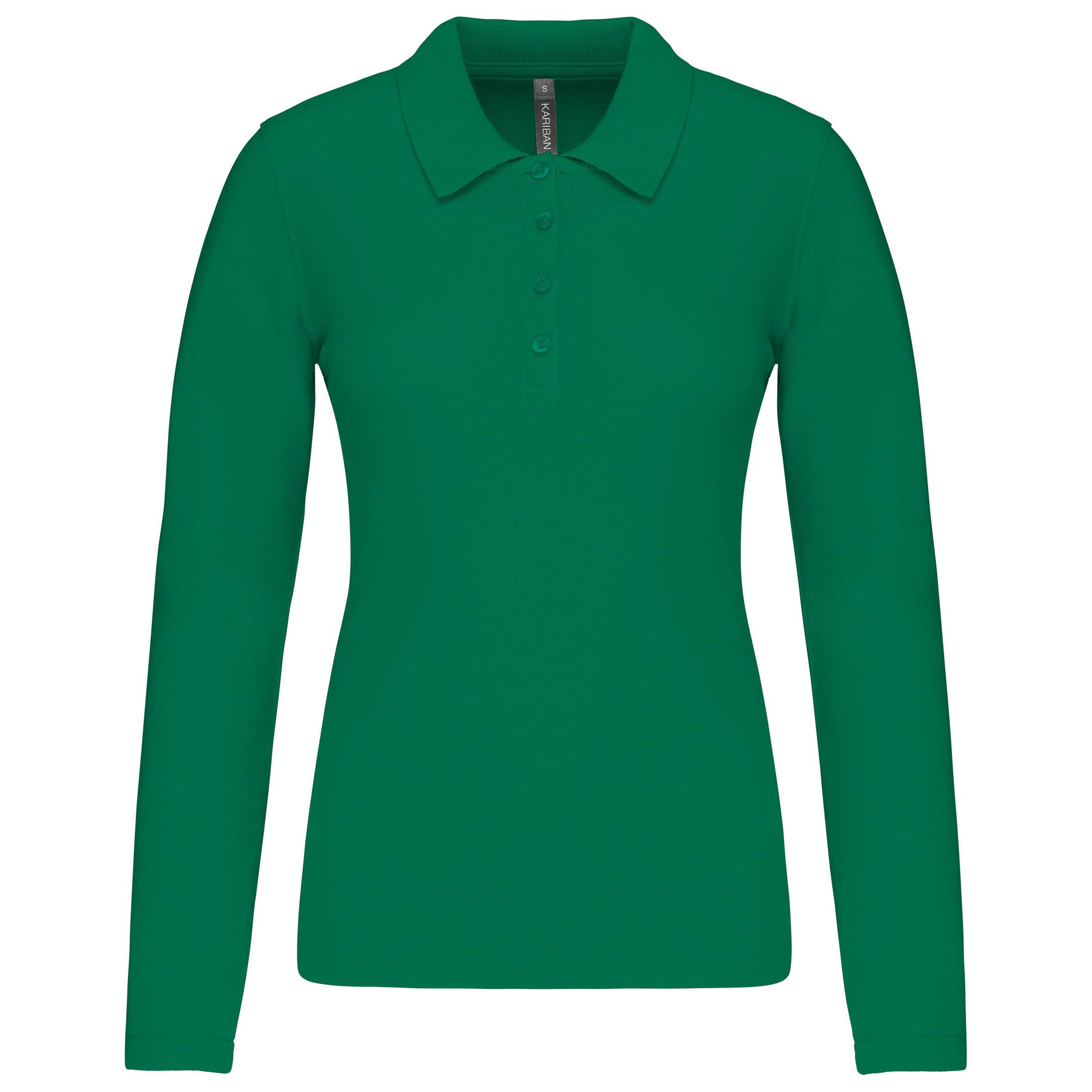 Polo piqué de manga larga de mujer Kelly Green