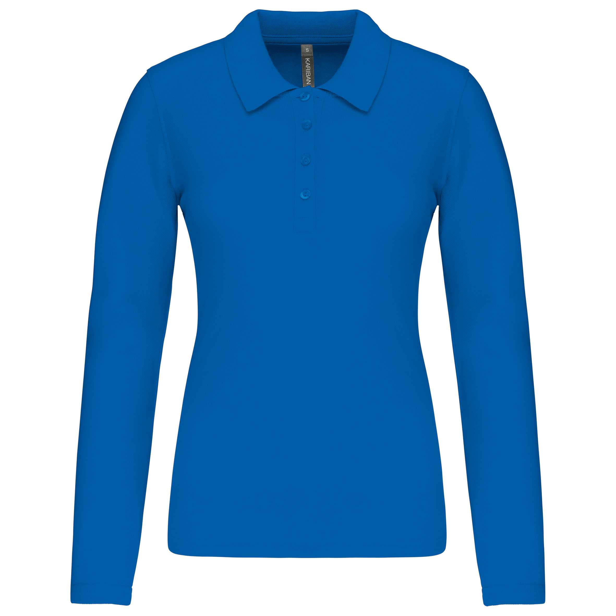 Polo piqué de manga larga de mujer Light Royal Blue