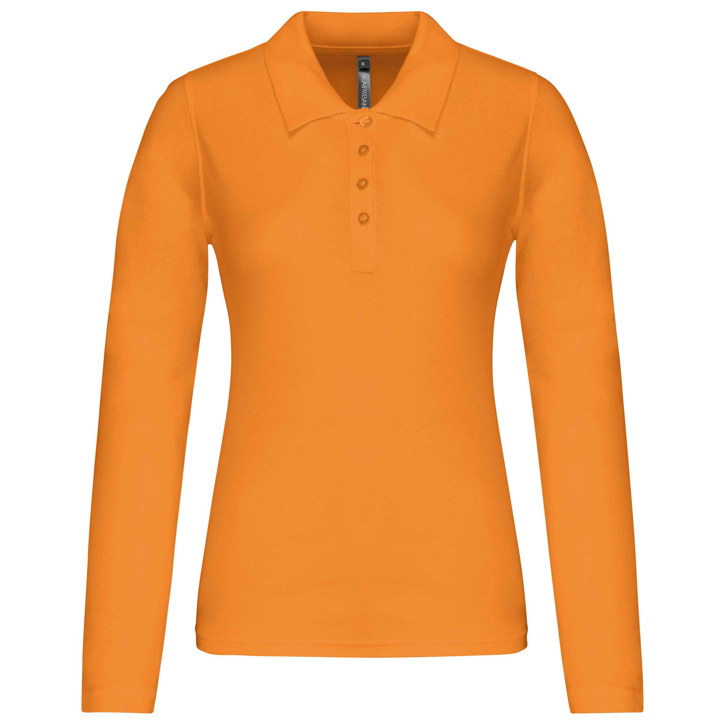 Polo piqué de manga larga de mujer Orange