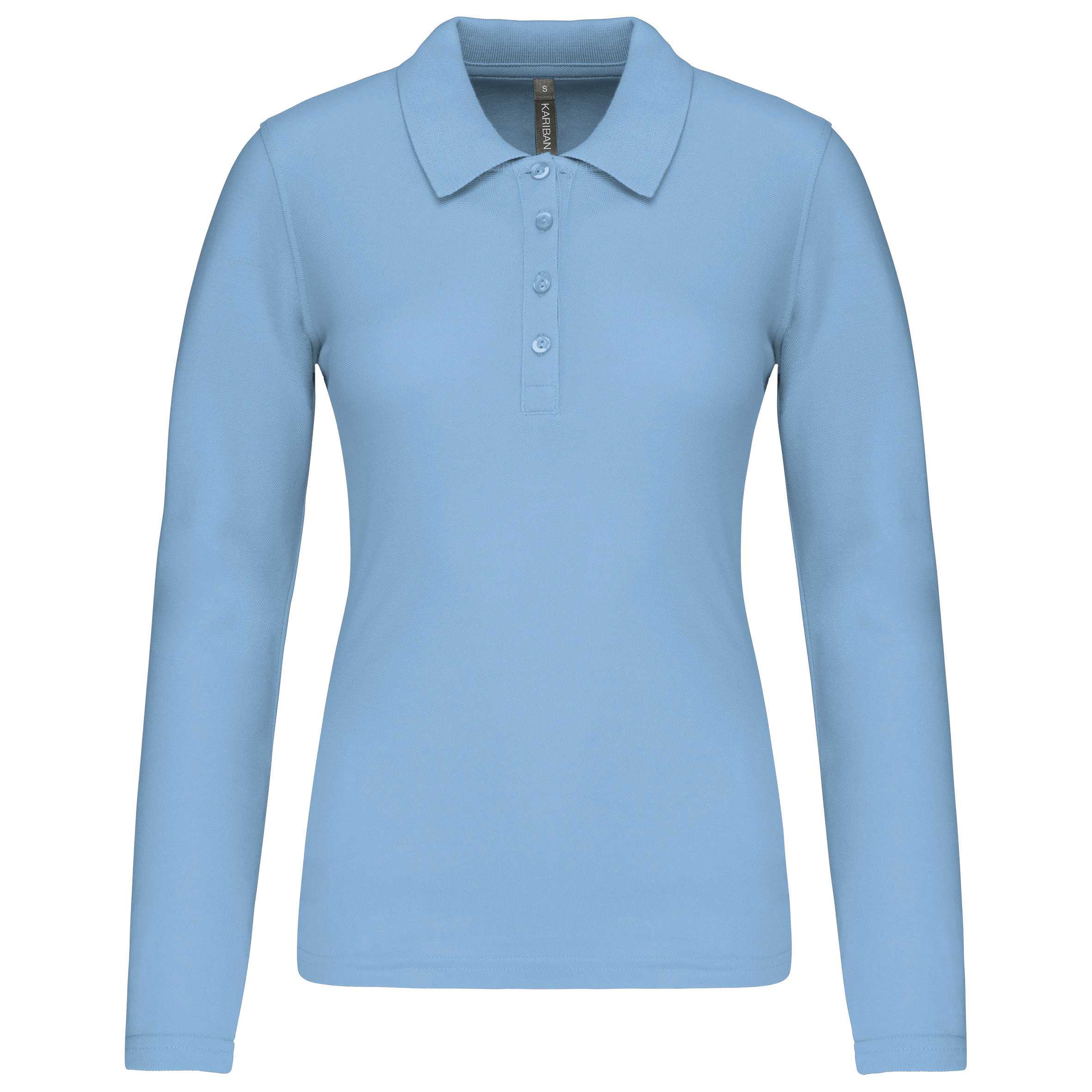 Polo piqué de manga larga de mujer Sky Blue
