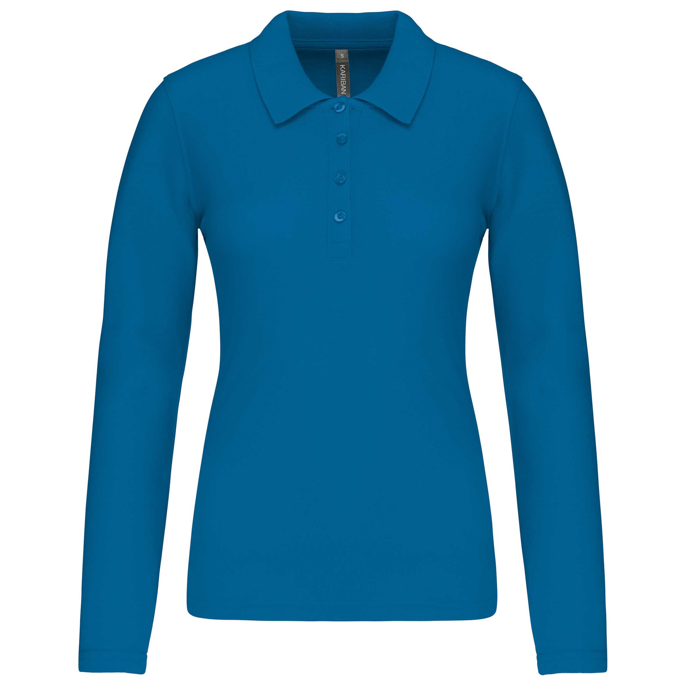 Polo piqué de manga larga de mujer Tropical Blue