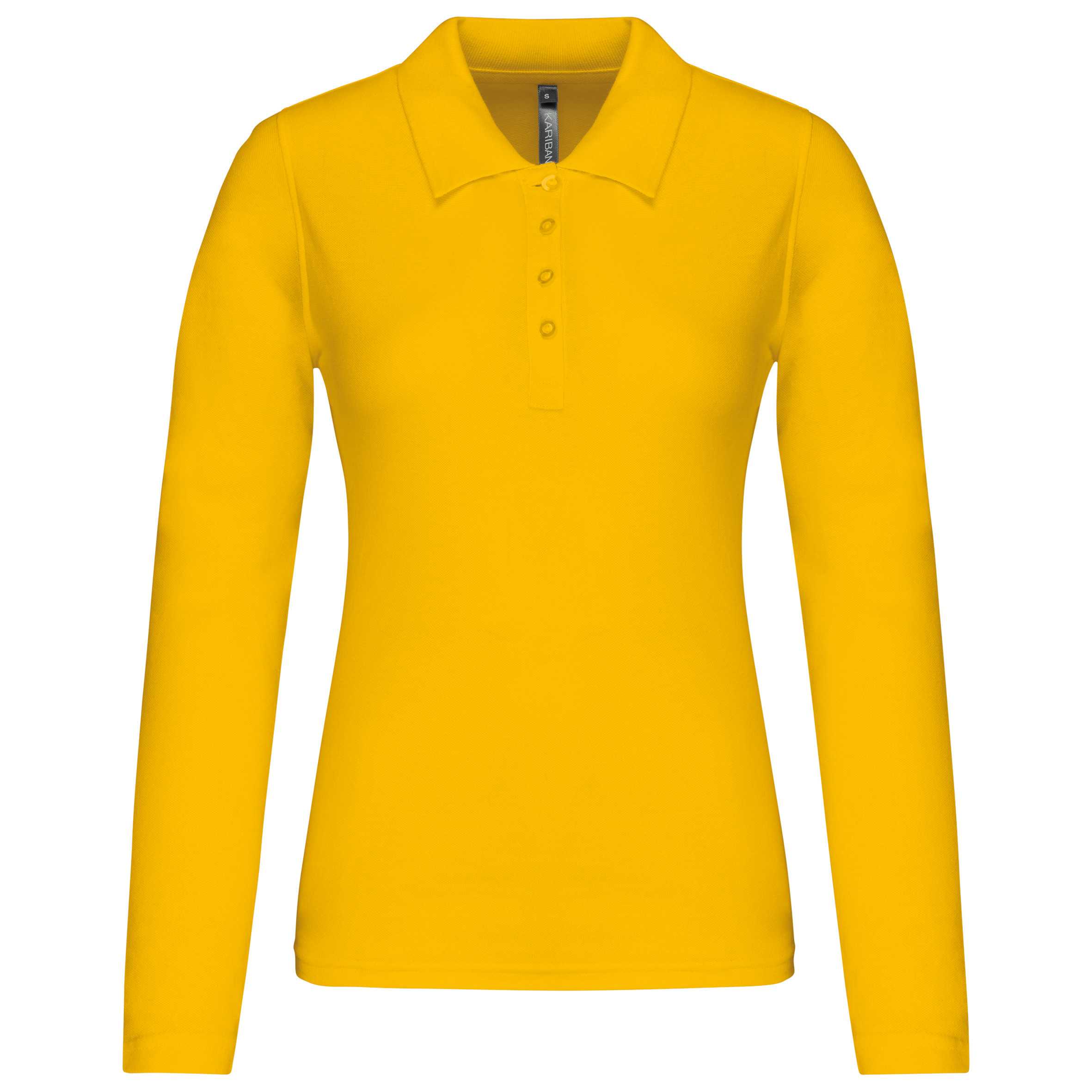 Polo piqué de manga larga de mujer Yellow