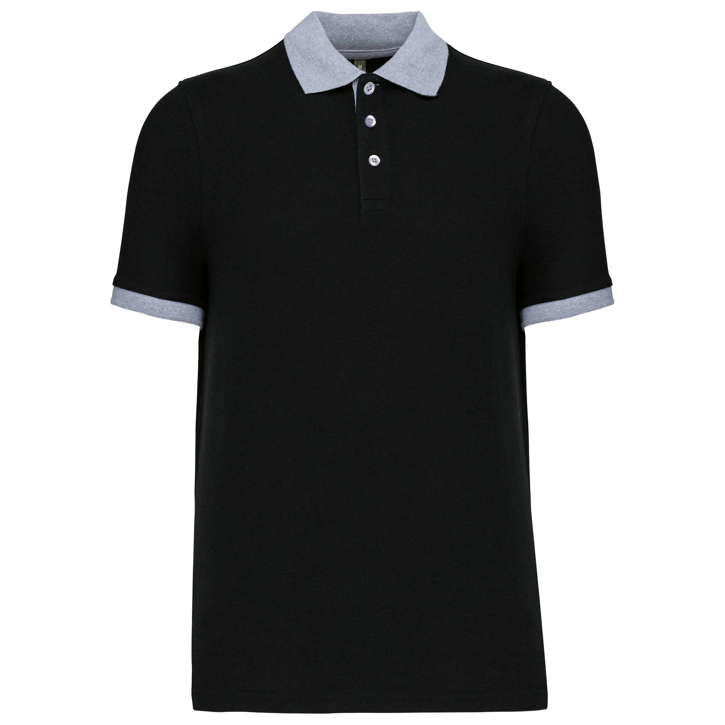 Polo piqué bicolor hombre Black / Oxford Grey