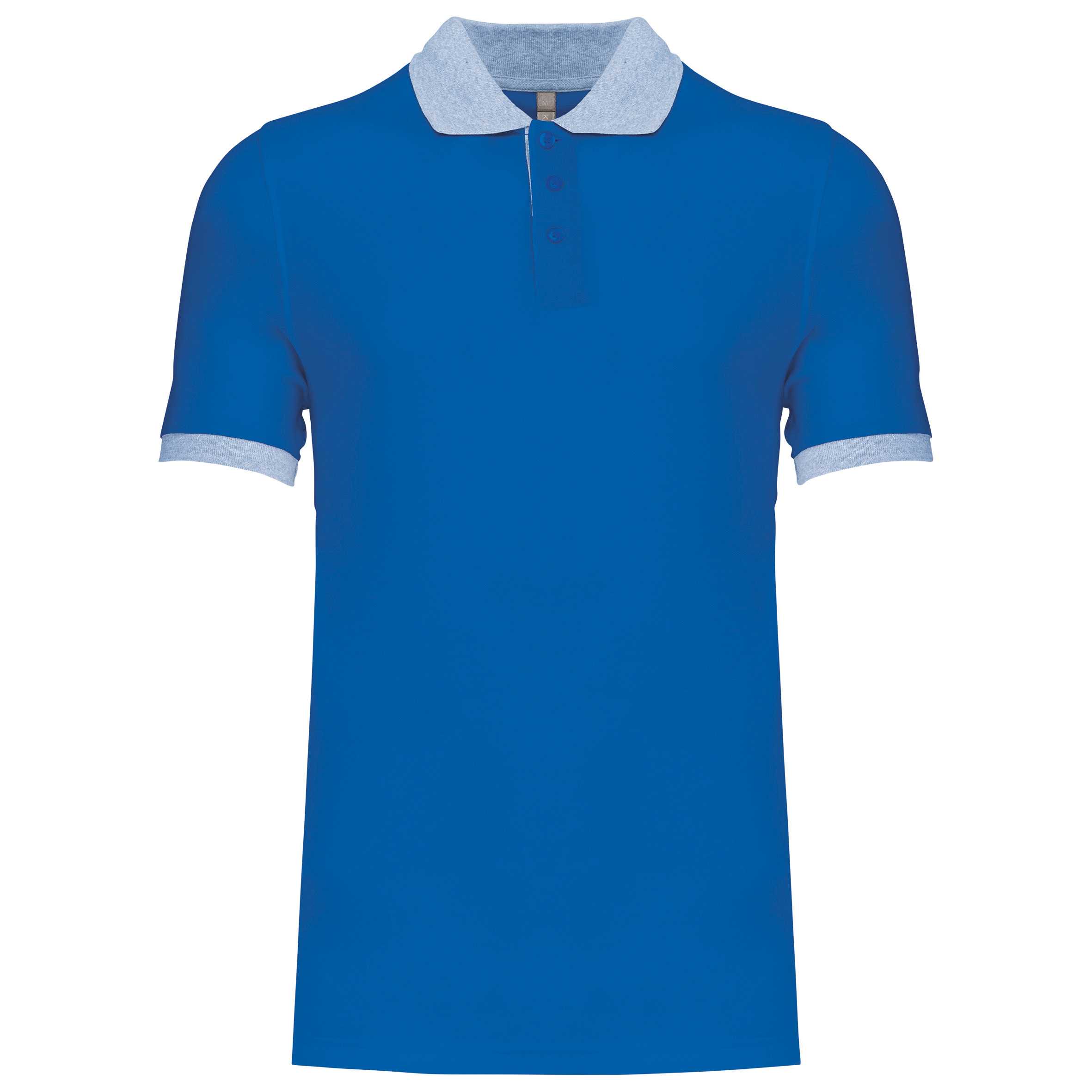 Polo piqué bicolor hombre Light Royal Blue / Oxford Grey