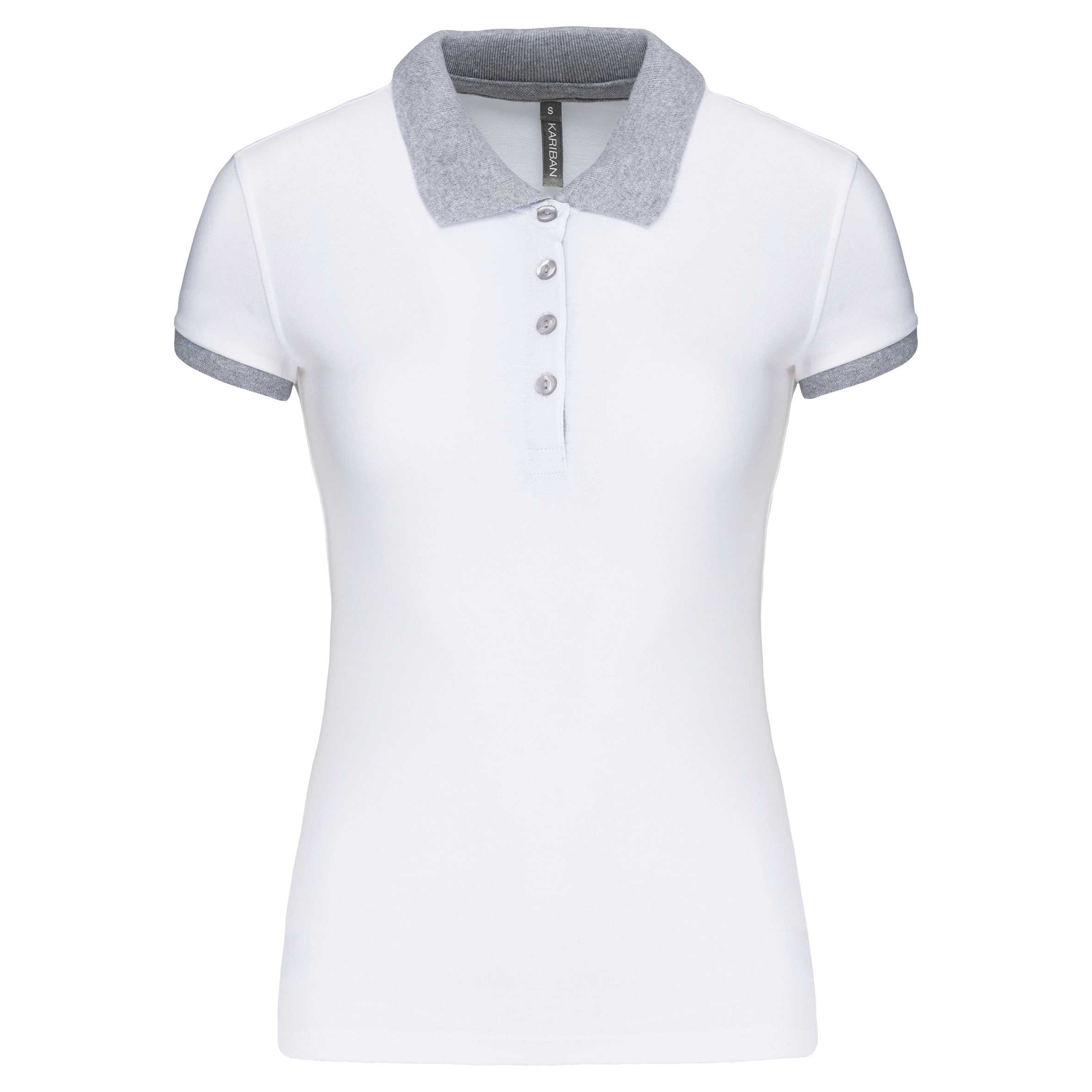 Polo piqué bicolor mujer White / Oxford Grey