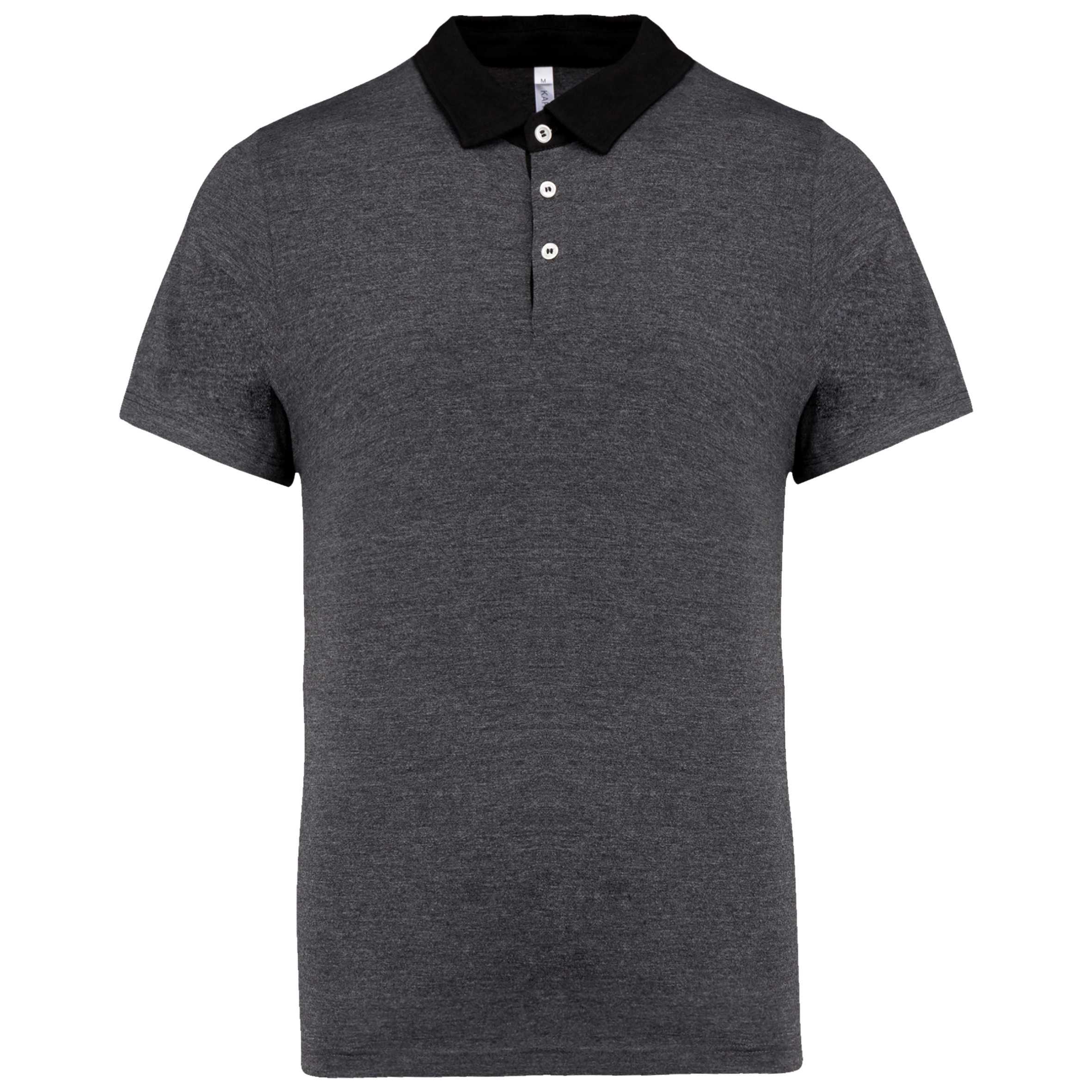 Polo jersey bicolor hombre Dark Grey Heather / Black