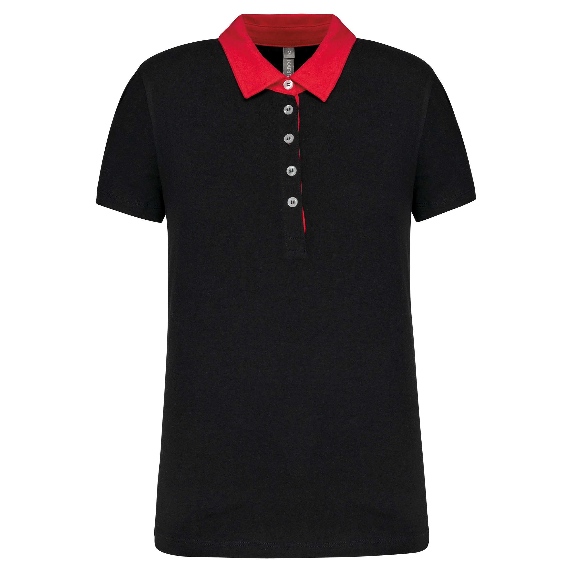Polo jersey bicolor mujer Black / Red