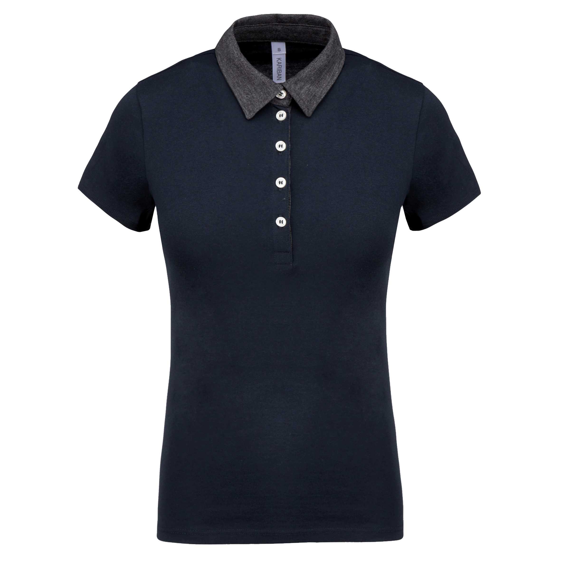 Polo jersey bicolor mujer Navy / Dark Grey Heather