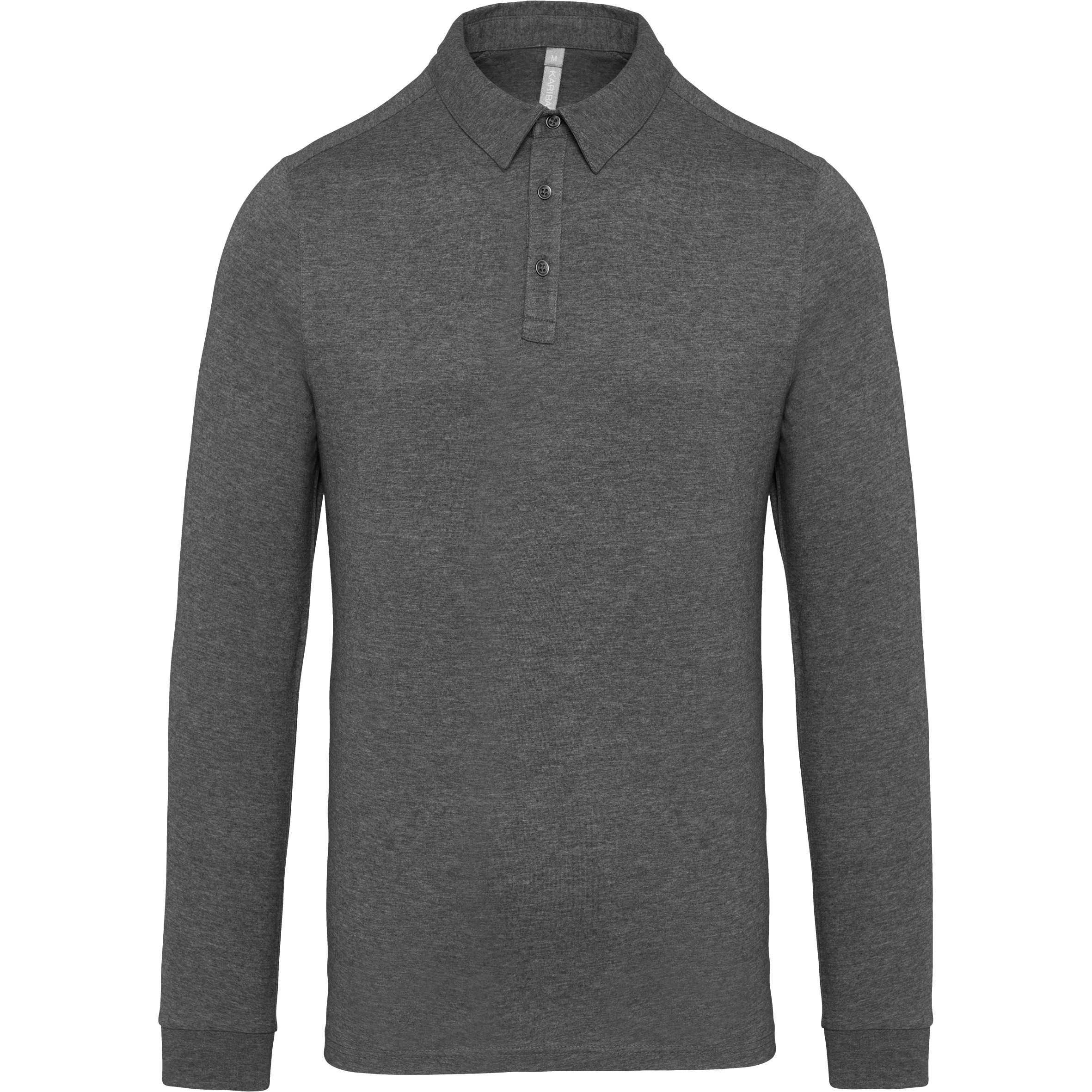 Polo jersey manga larga hombre Grey Heather