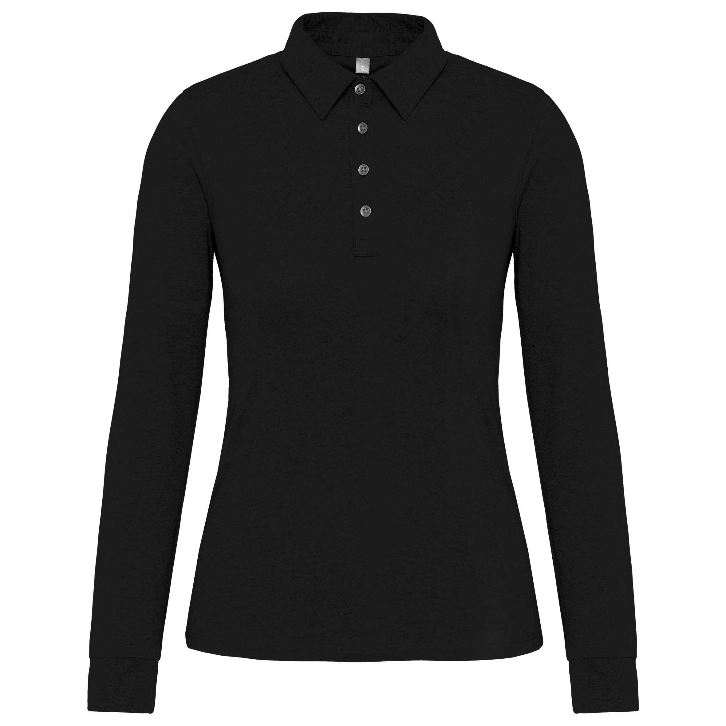 Polo jersey manga larga mujer Black
