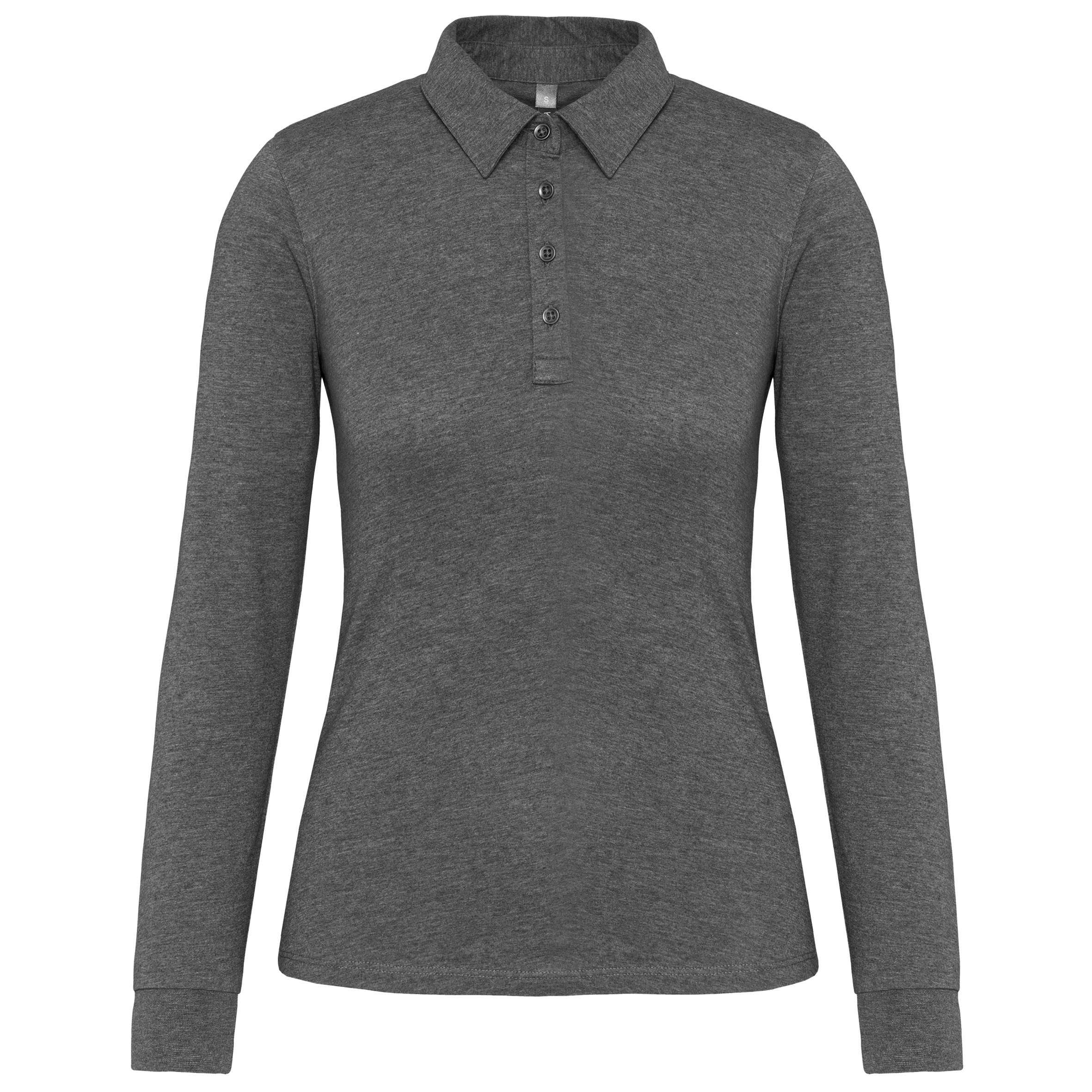 Polo jersey manga larga mujer Grey Heather