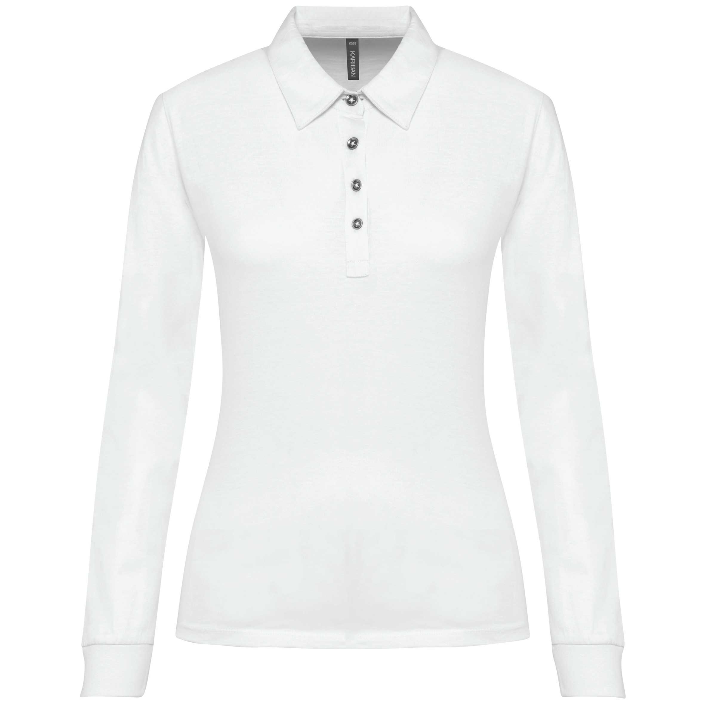 Polo jersey manga larga mujer White