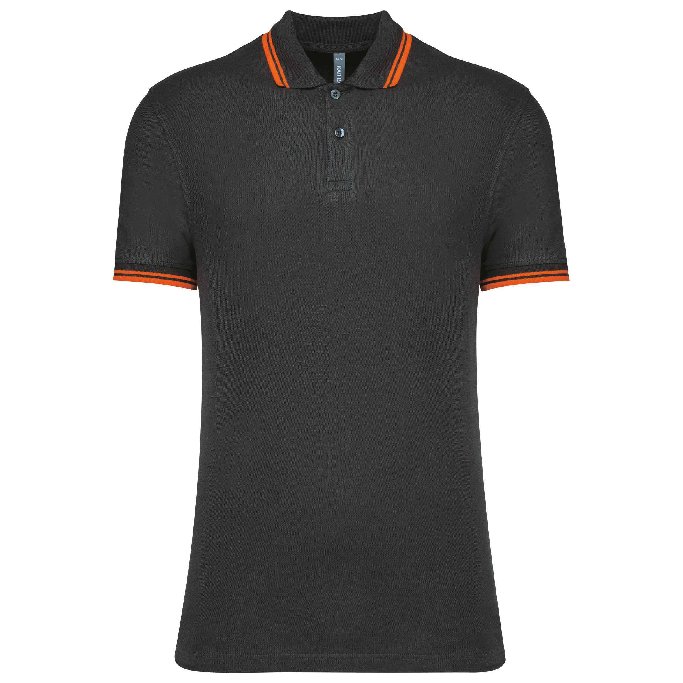 Polo manga corta a rayas hombre Dark Grey / Orange