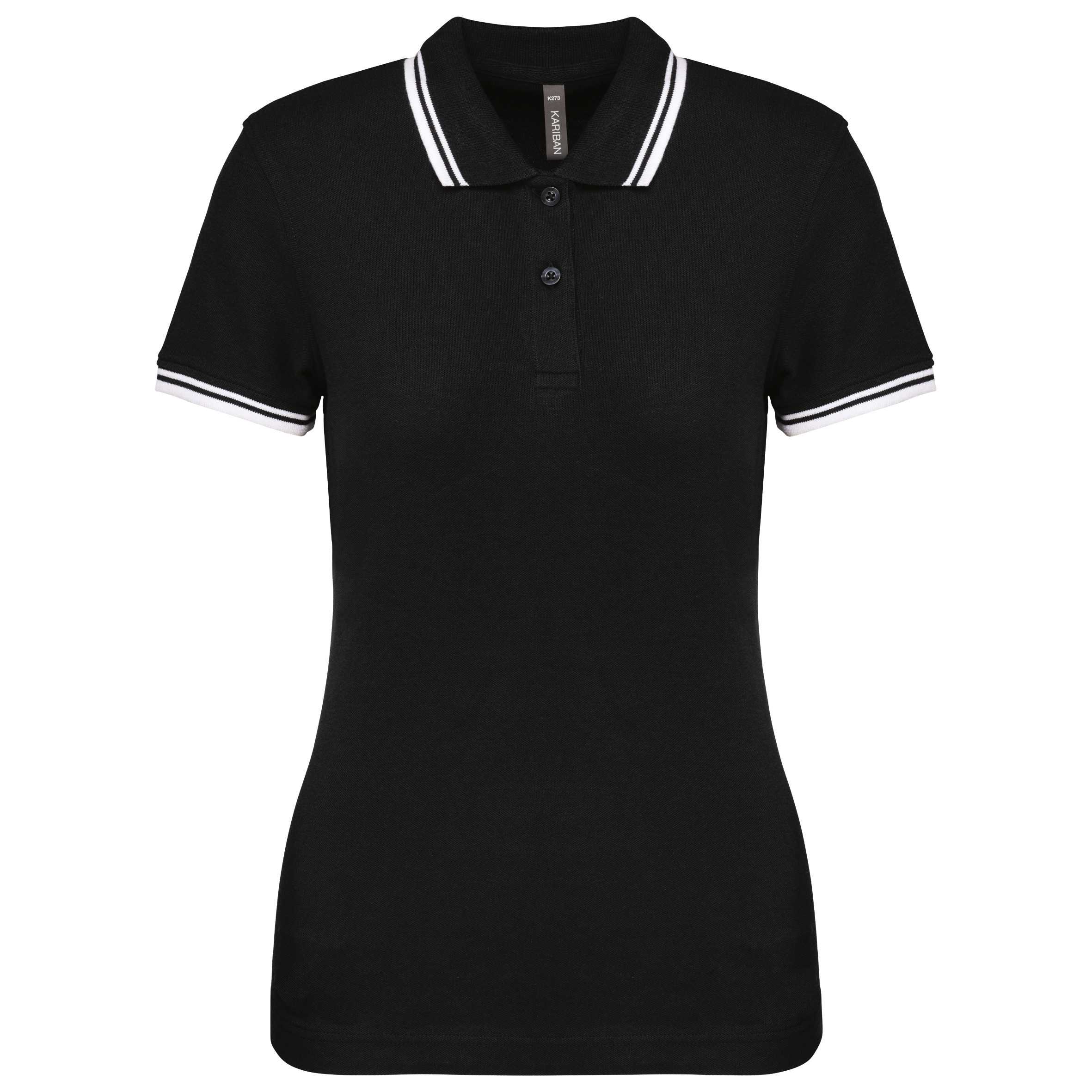 Polo manga corta a rayas mujer Black / White