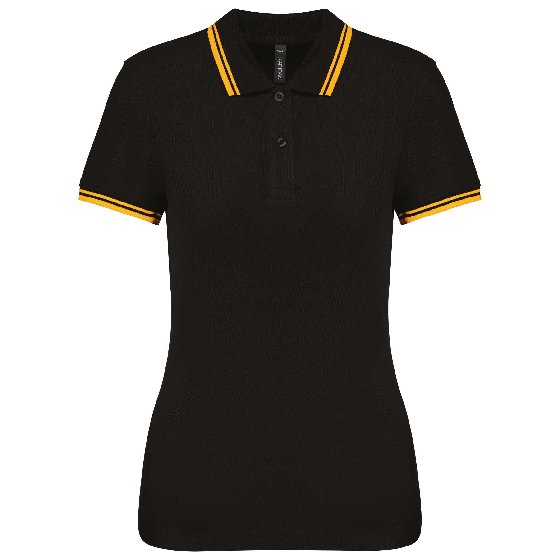 Polo manga corta a rayas mujer Black / Yellow