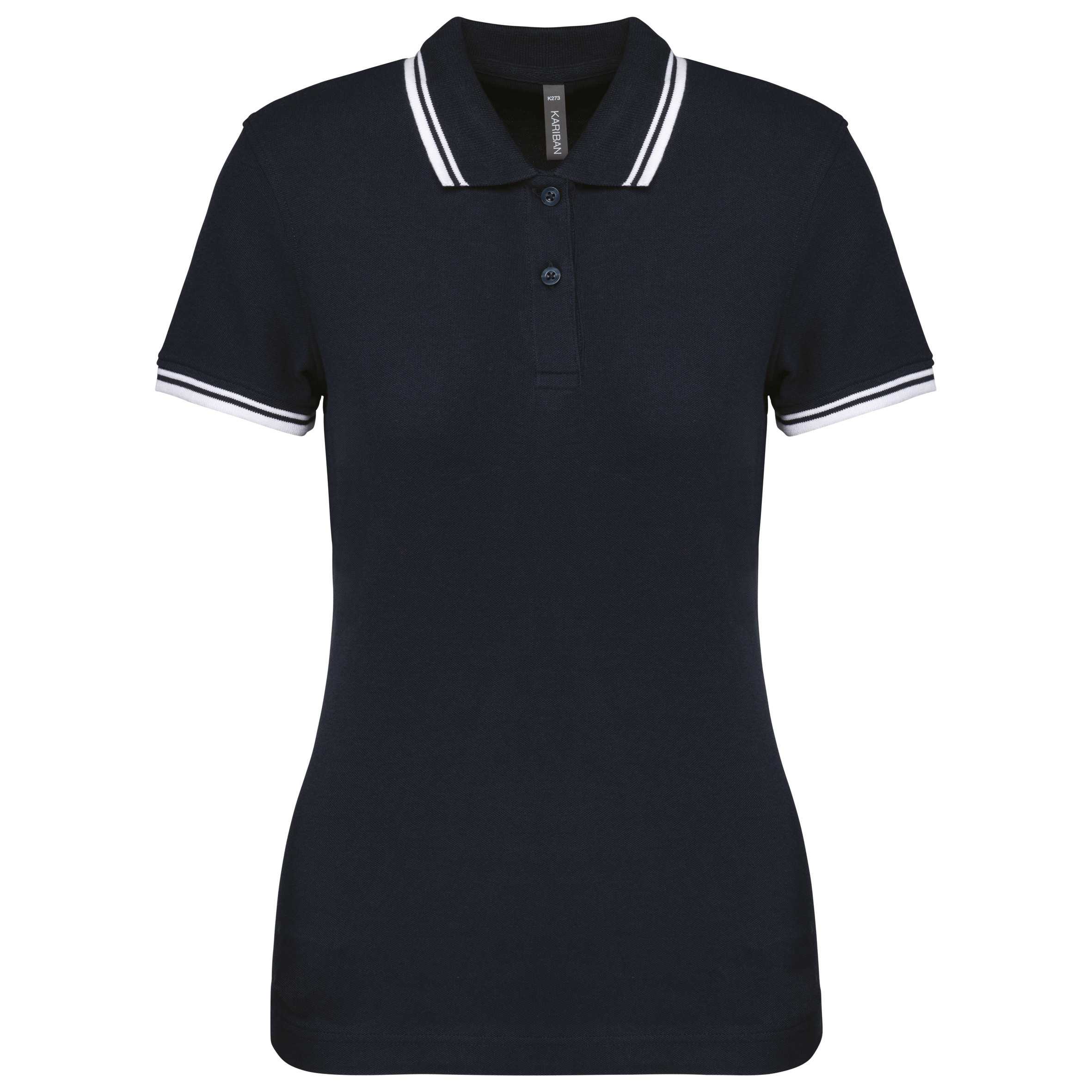 Polo manga corta a rayas mujer Navy / White
