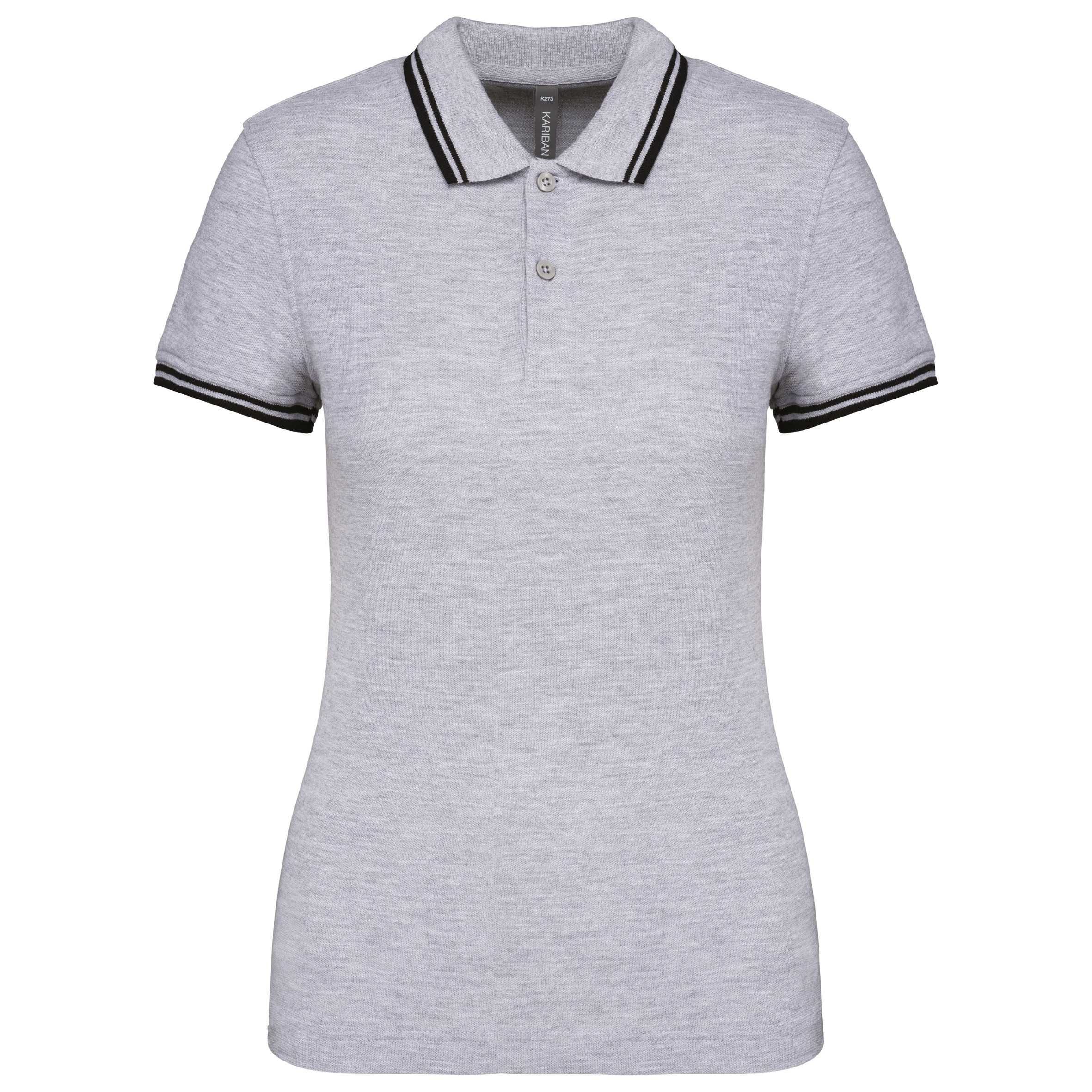 Polo manga corta a rayas mujer Oxford Grey / Black