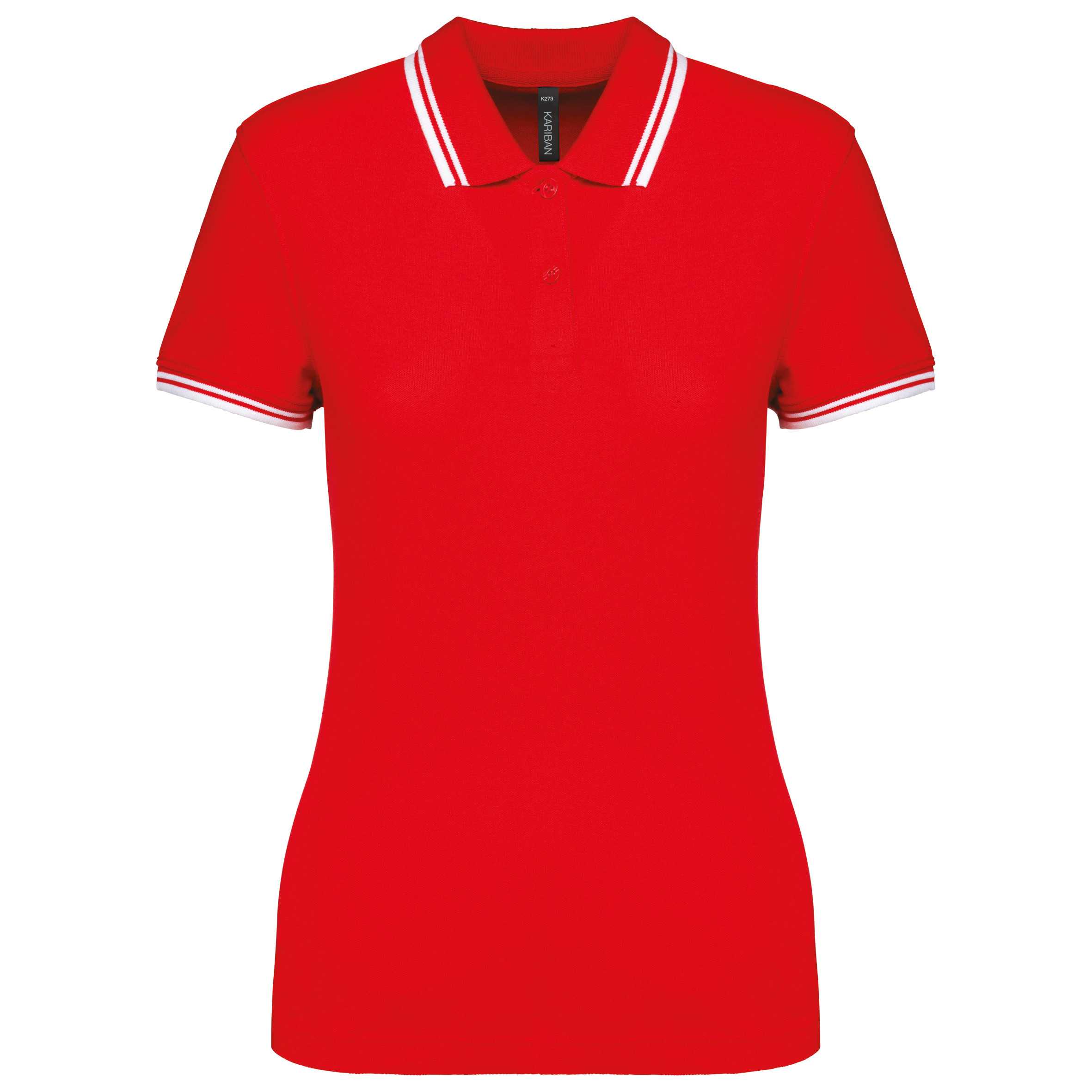 Polo manga corta a rayas mujer Red / White