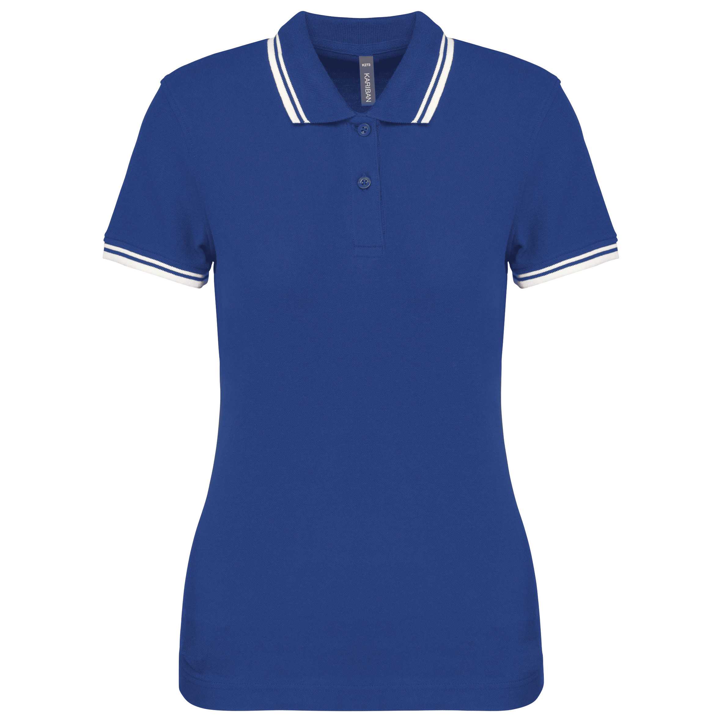 Polo manga corta a rayas mujer Royal Blue / White