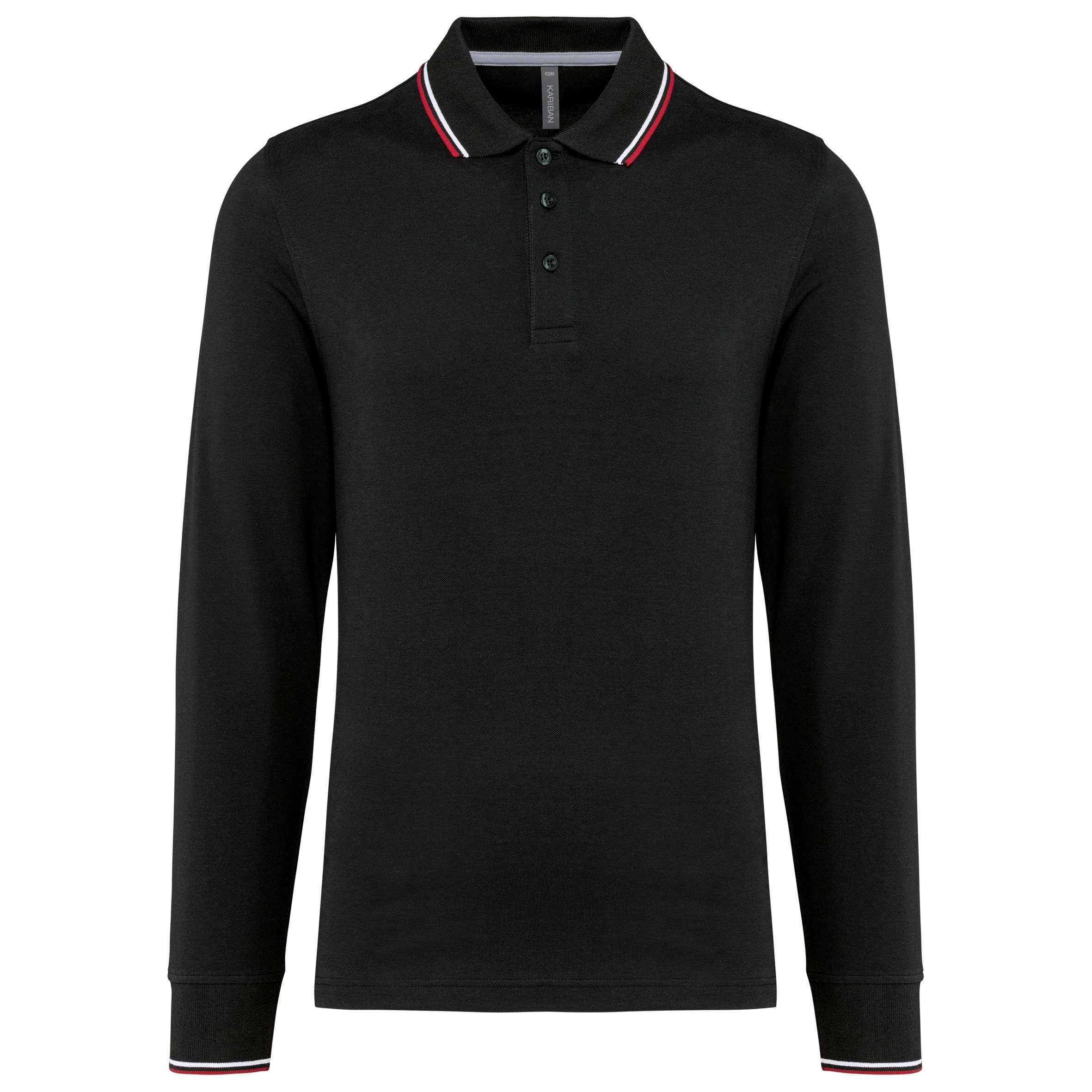 Polo piqué manga larga hombre Black / Red / White
