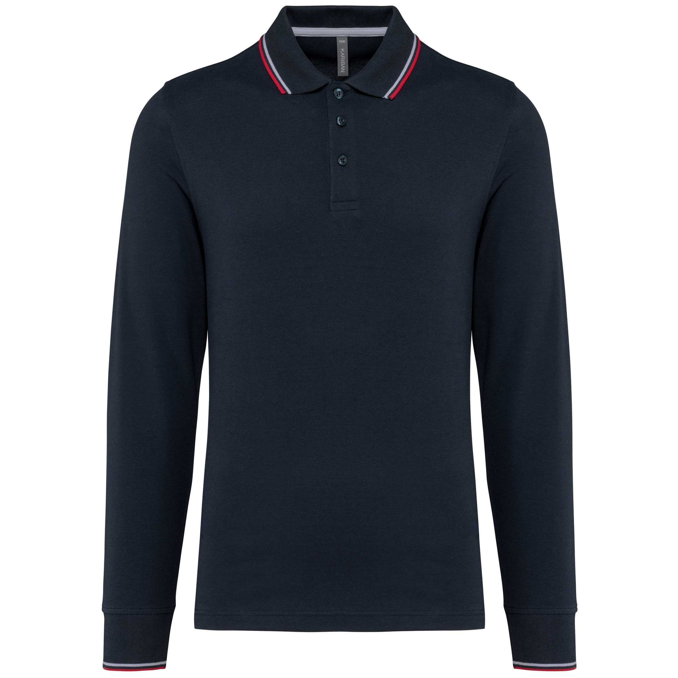 Polo piqué manga larga hombre Navy / Red / White