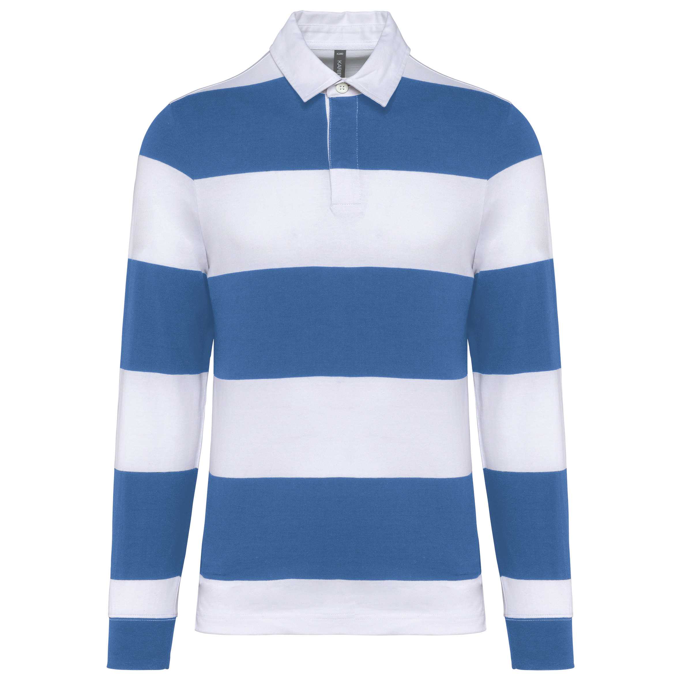 Polo a rayas manga larga unisex Light Royal Blue / White Stripes
