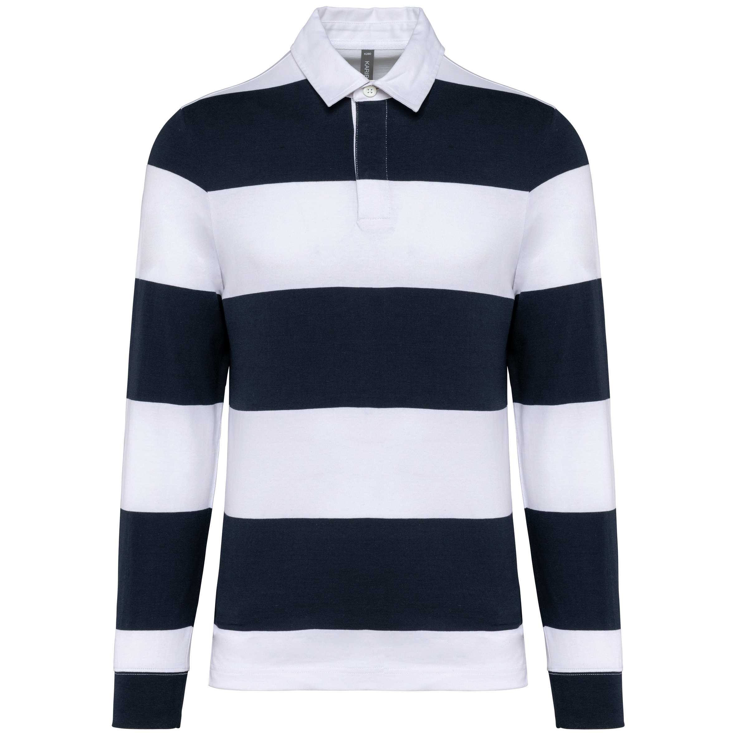 Polo a rayas manga larga unisex Navy / White Stripes