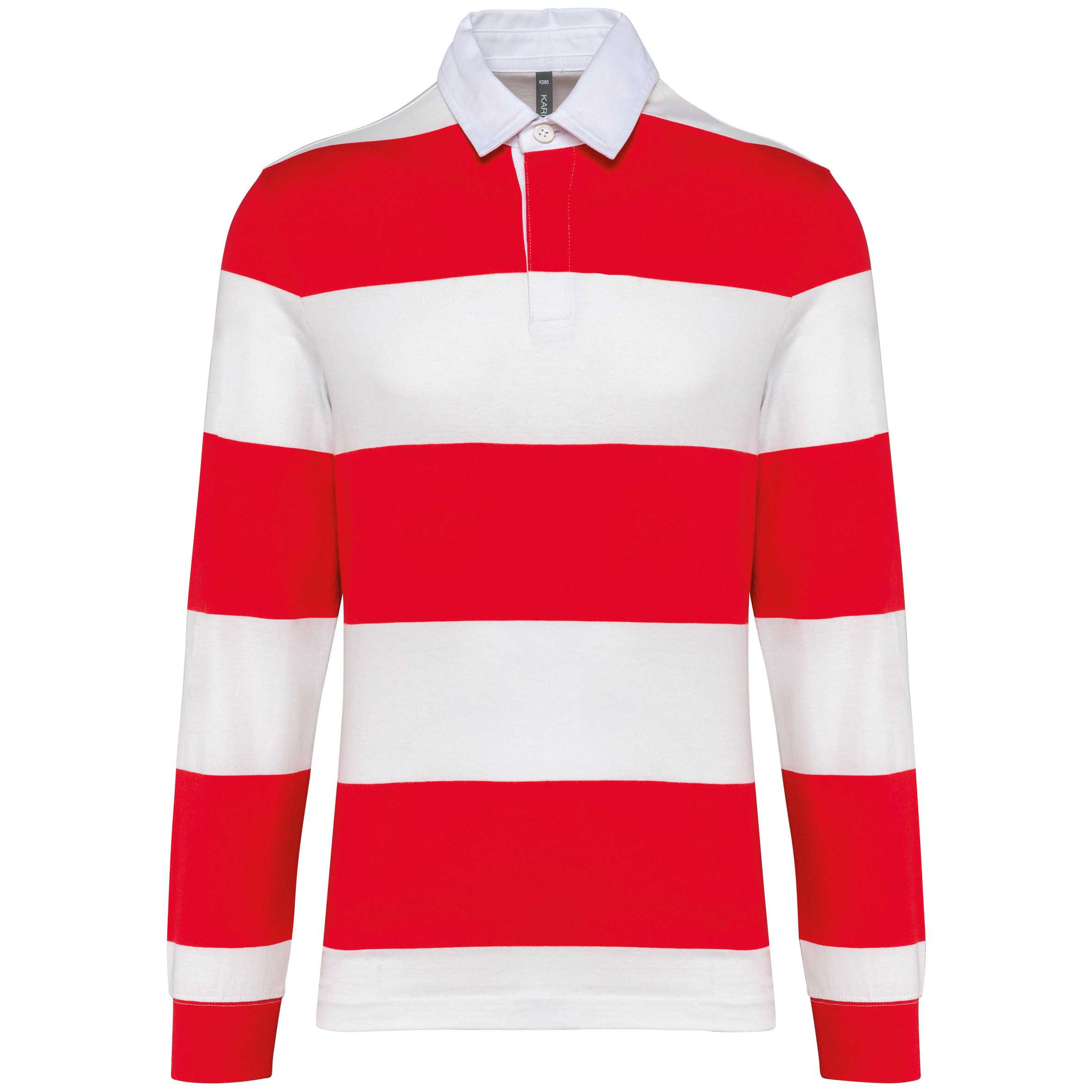 Polo a rayas manga larga unisex Red / White Stripes