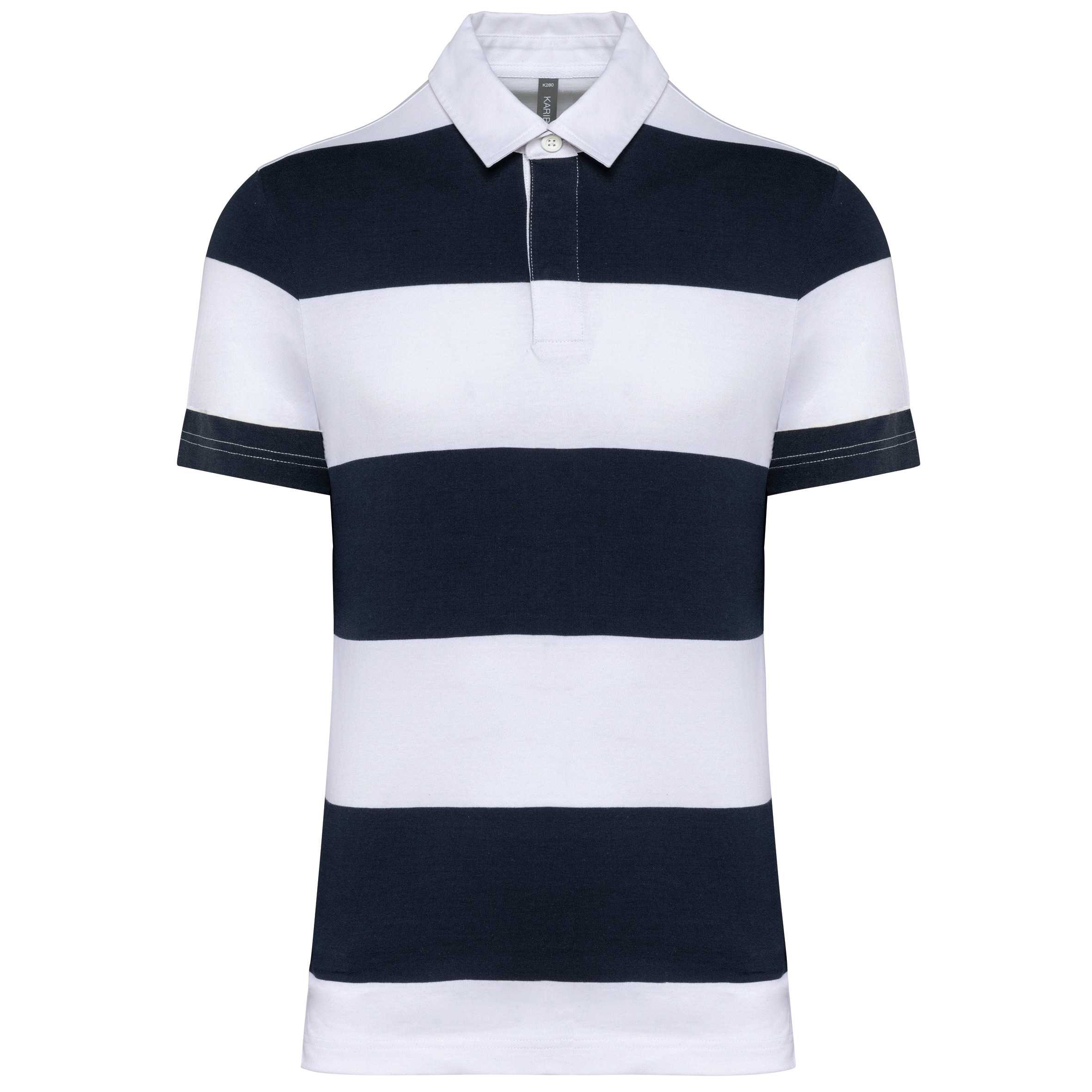 Polo a rayas manga corta unisex Navy / White Stripes