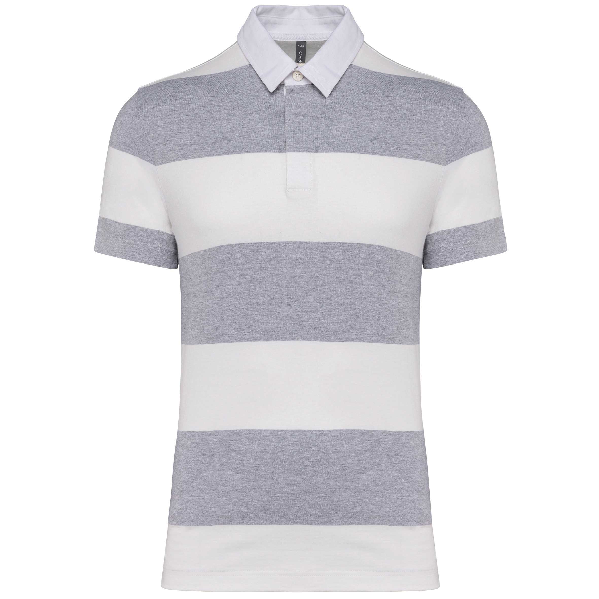 Polo a rayas manga corta unisex Oxford Grey / White Stripes