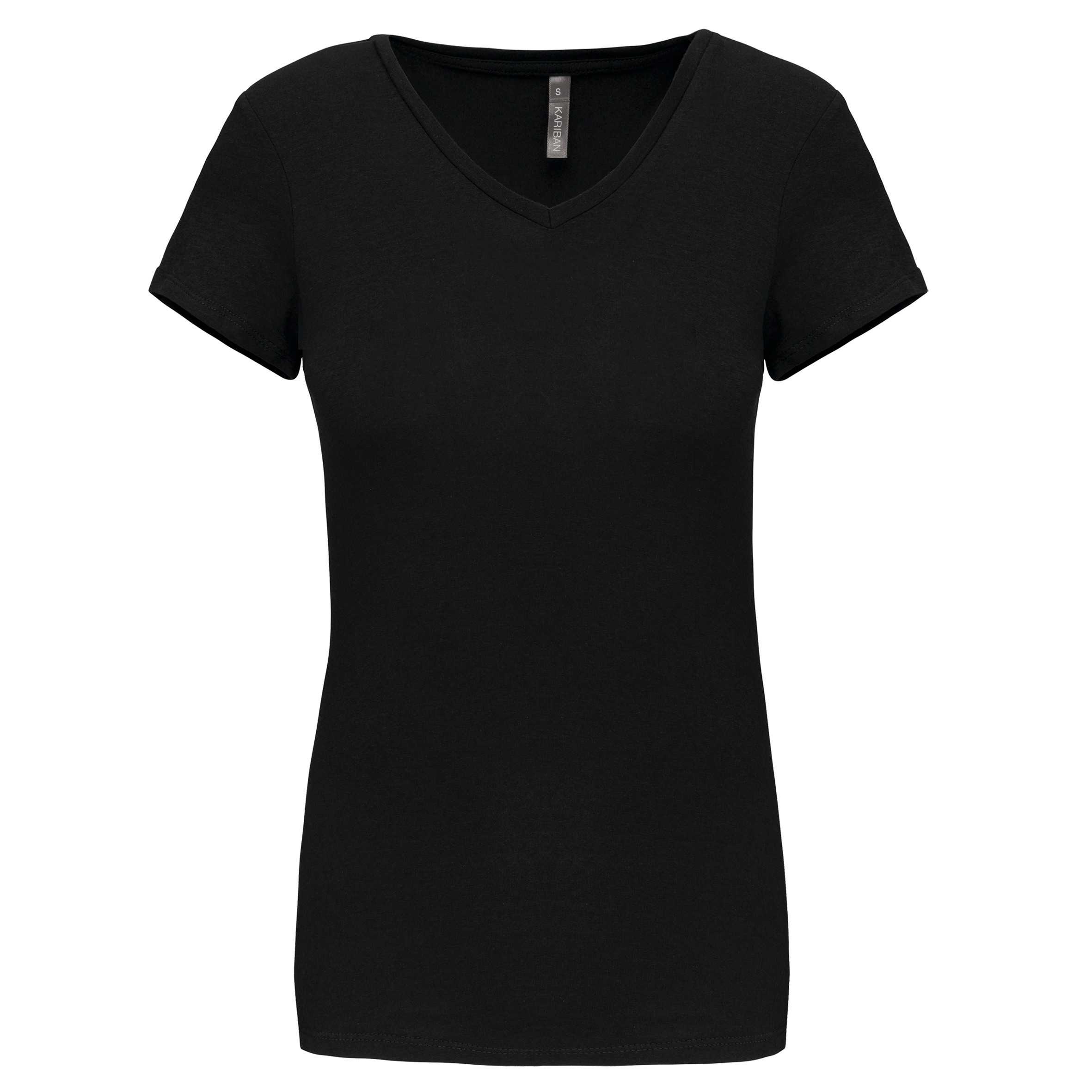 Camiseta con elastano cuello de pico mujer Black