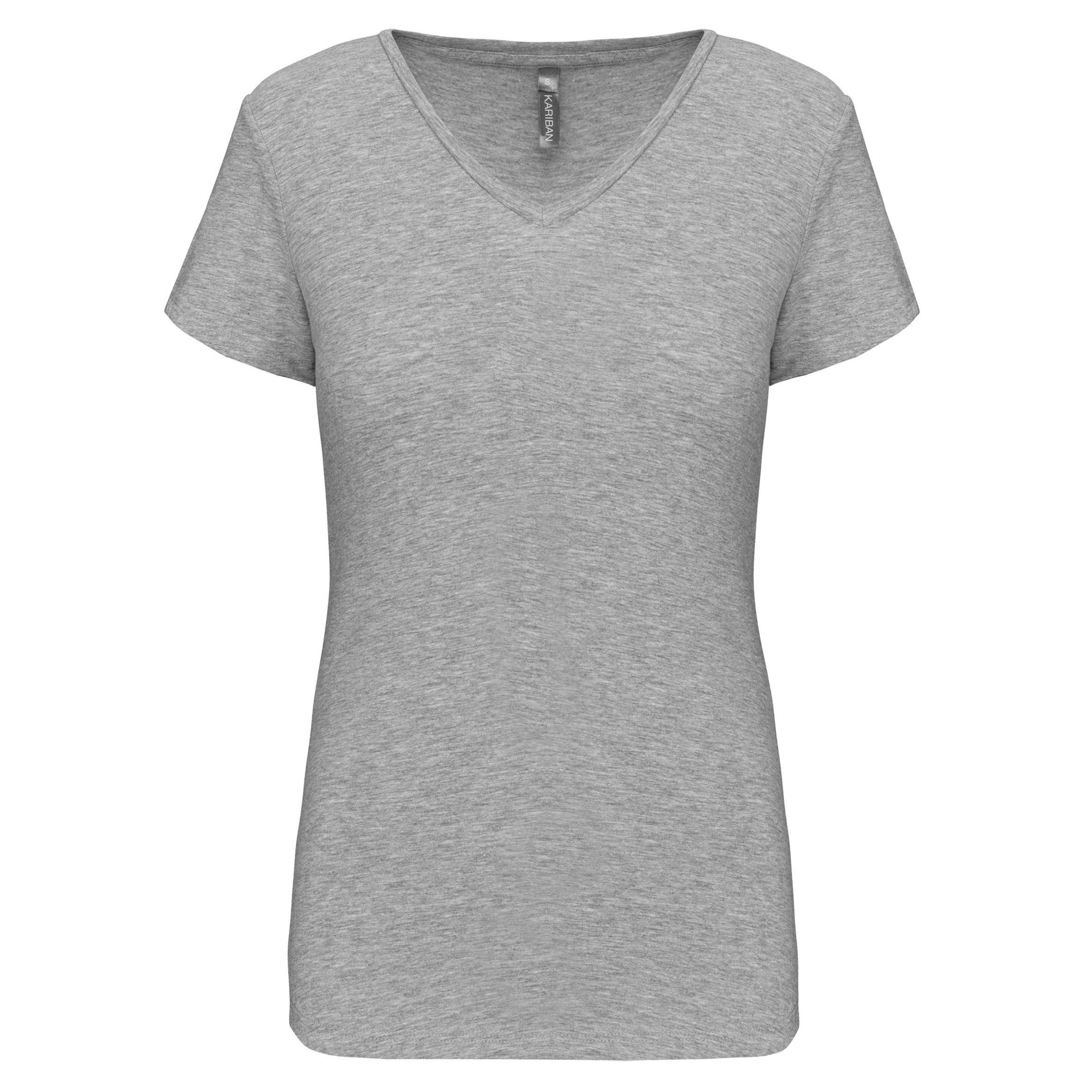 Camiseta con elastano cuello de pico mujer Light grey heather