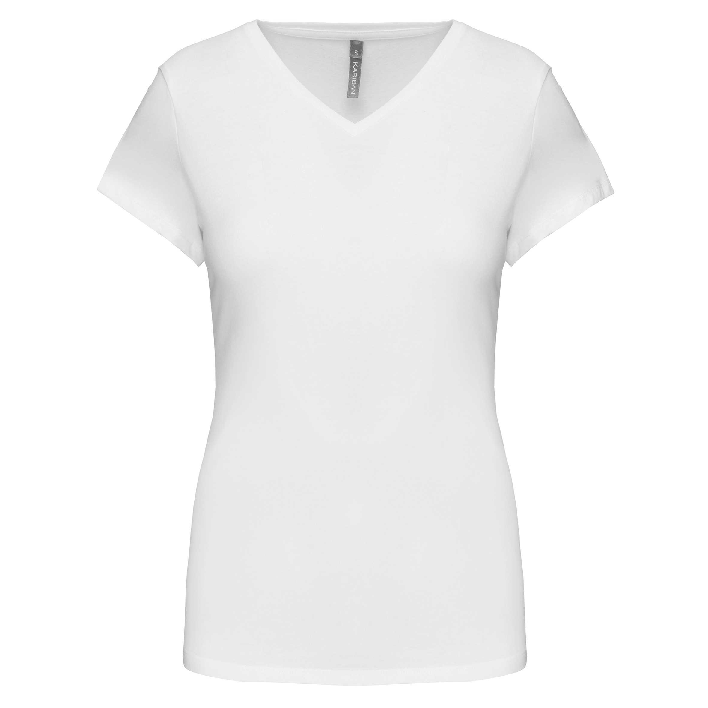 Camiseta con elastano cuello de pico mujer White