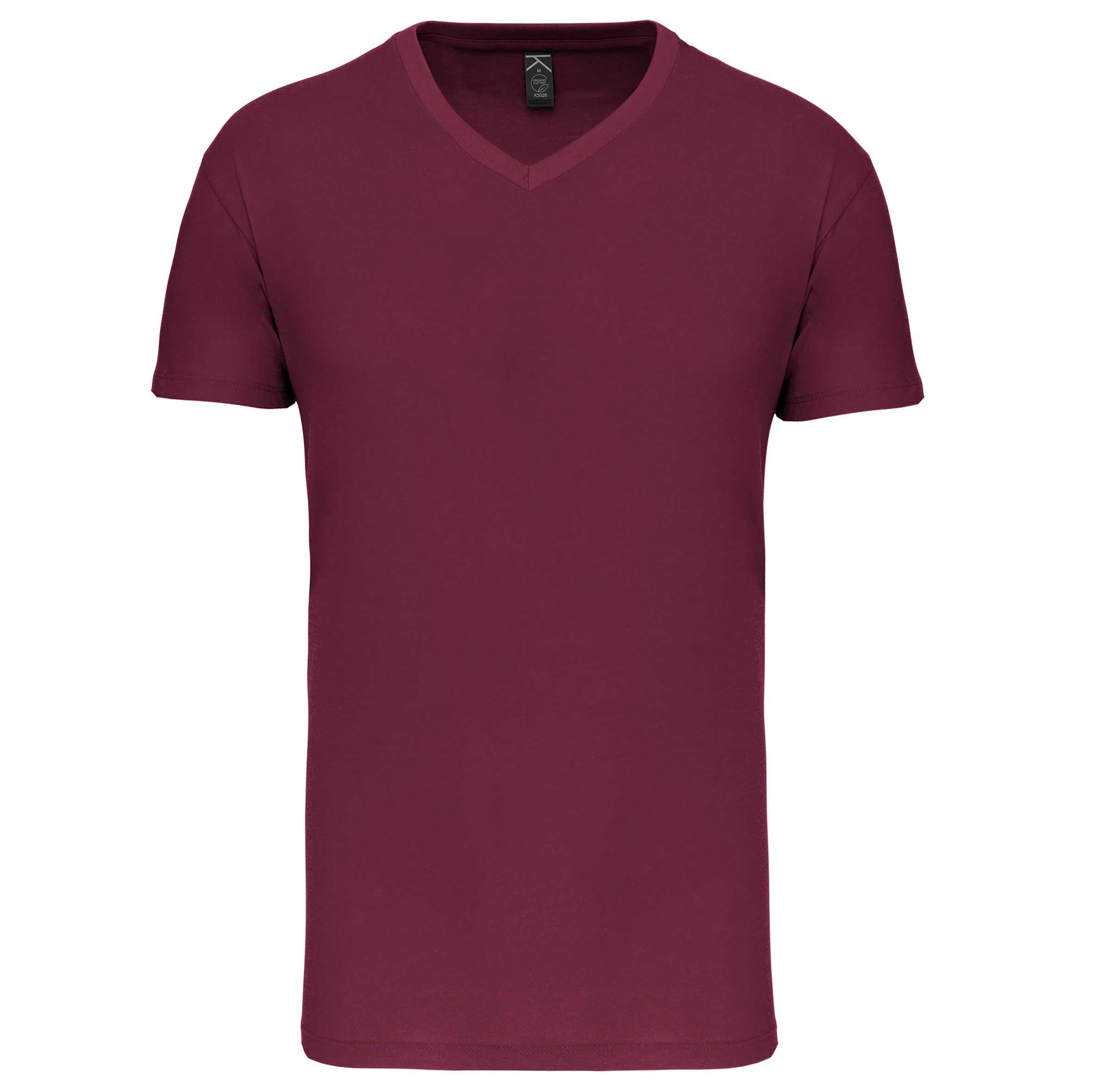 Camiseta BIO150IC cuello de pico hombre Wine
