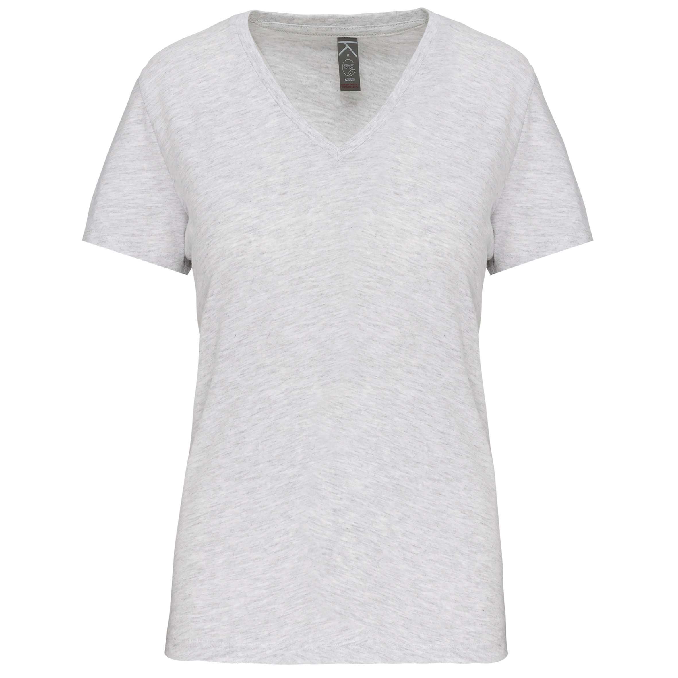 Camiseta BIO150IC cuello de pico mujer Ash Heather