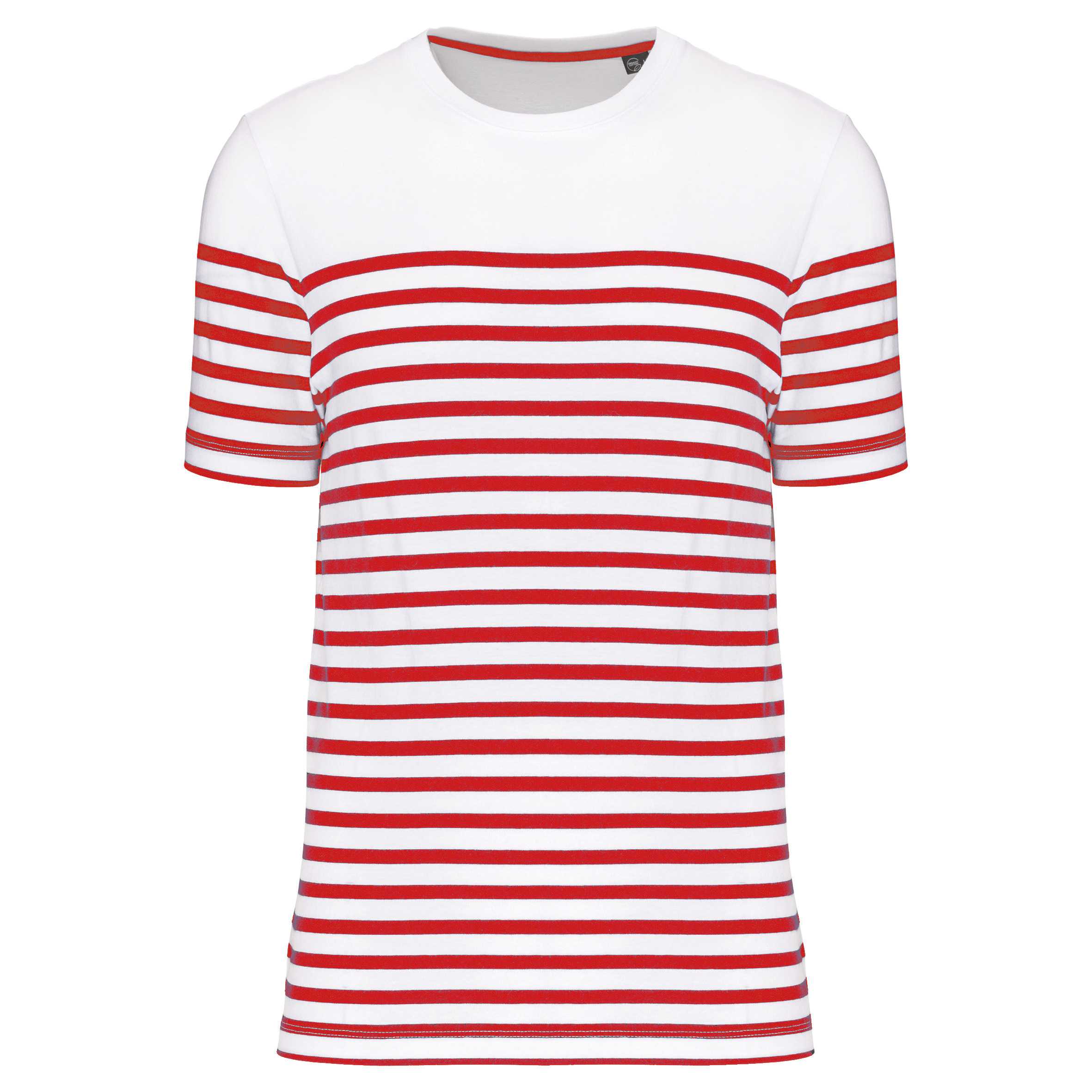 Camiseta marinera algodón orgánico hombre White / Red Stripe