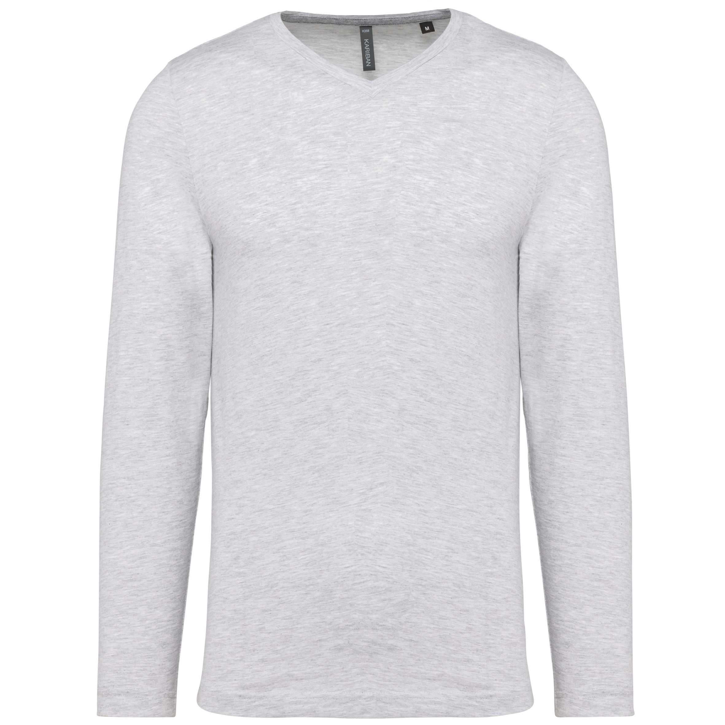 Camiseta de manga larga y cuello de pico de hombre Ash Heather